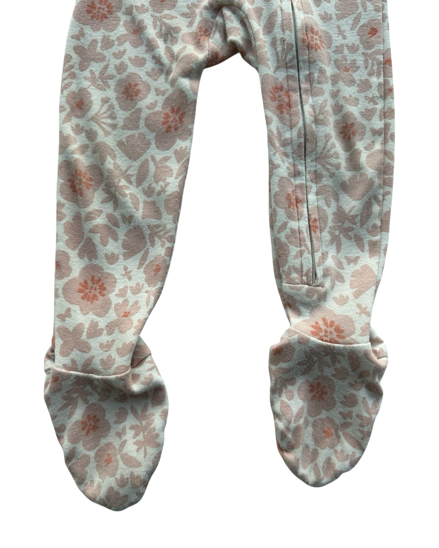 12M Baby Girl Honest Floral Organic Cotton Zip Up Footie Pajama