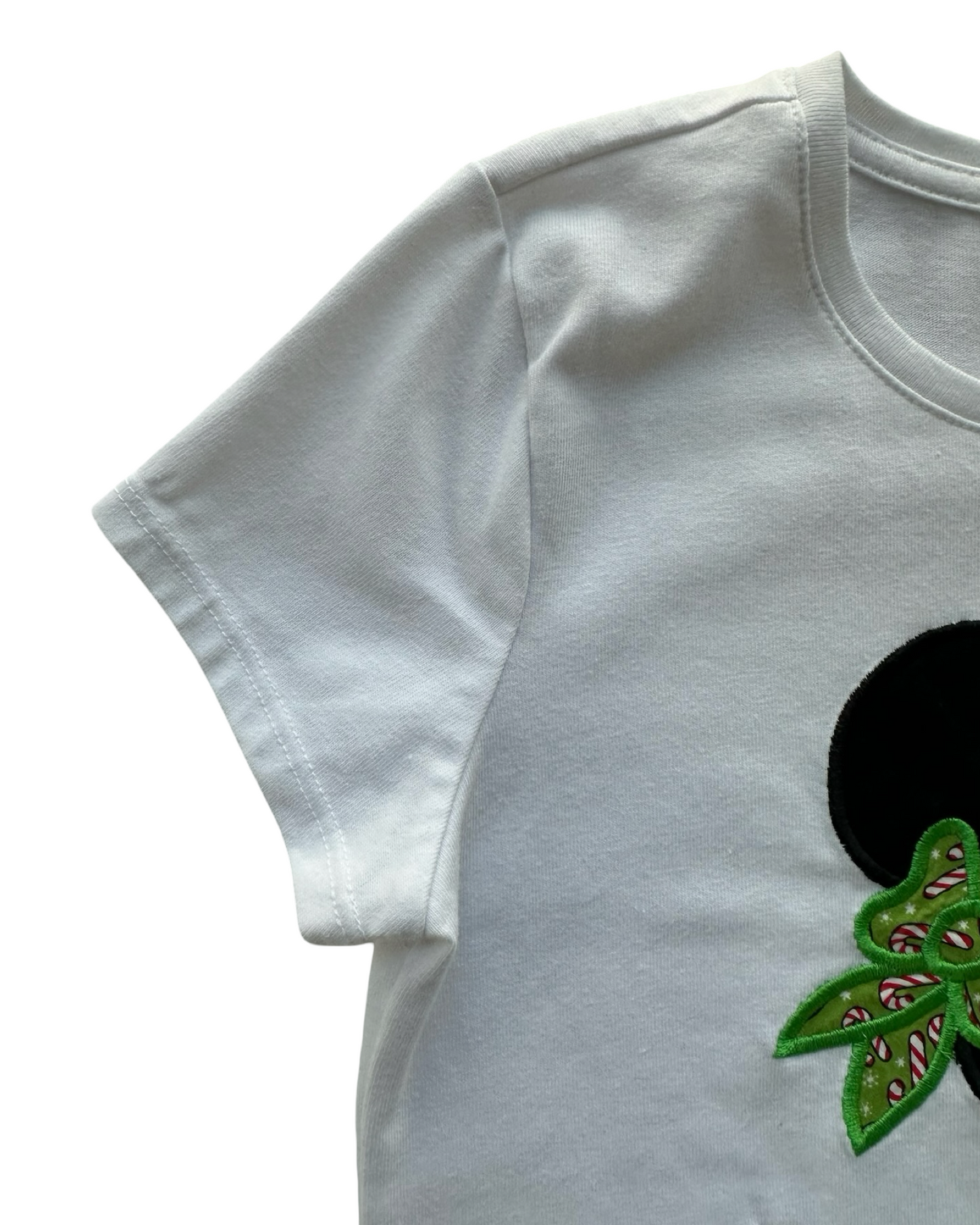 M 7Y-8Y Youth Girls Wonder Nation Christmas Phrase HO HO HO Mickey Mouse Green Bandana And Red Ornament Design