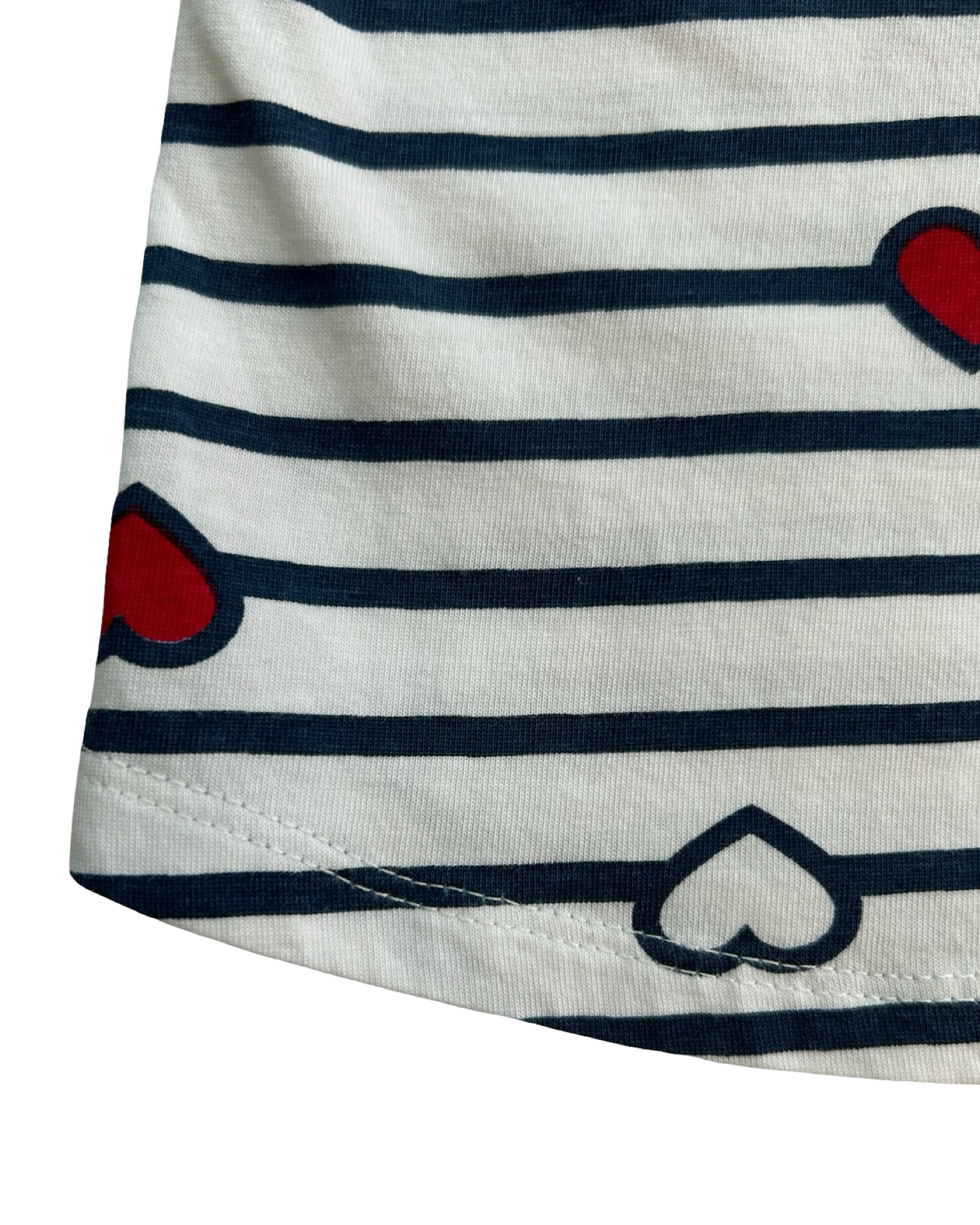 2T Toddlers Girls H&M Blue Striped / Hearts ❤️🤍 Printed Jersey Top