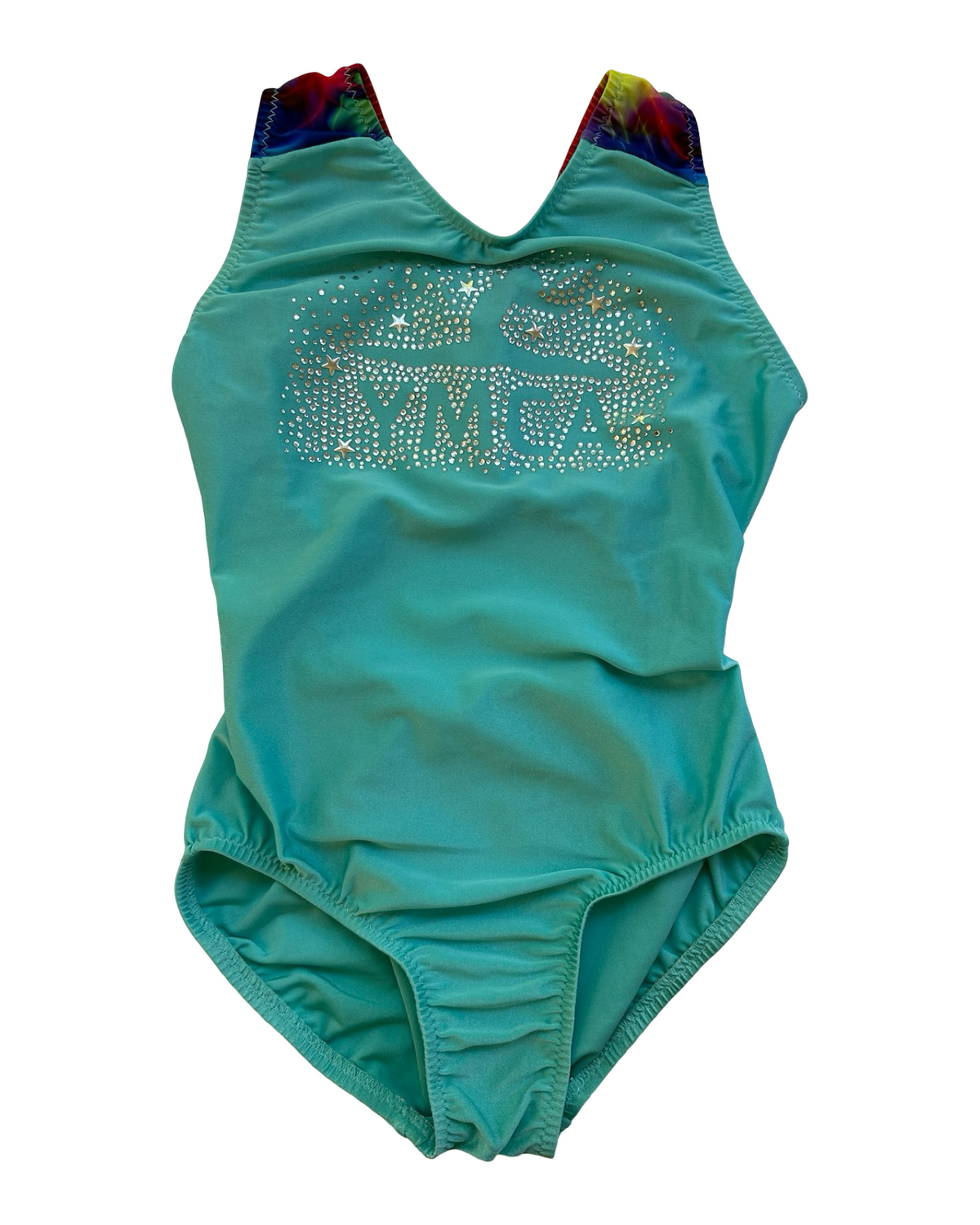Large 6T Toddler Girls Boutique YMCA Gymnastics Leotard Outfit With Jewels.