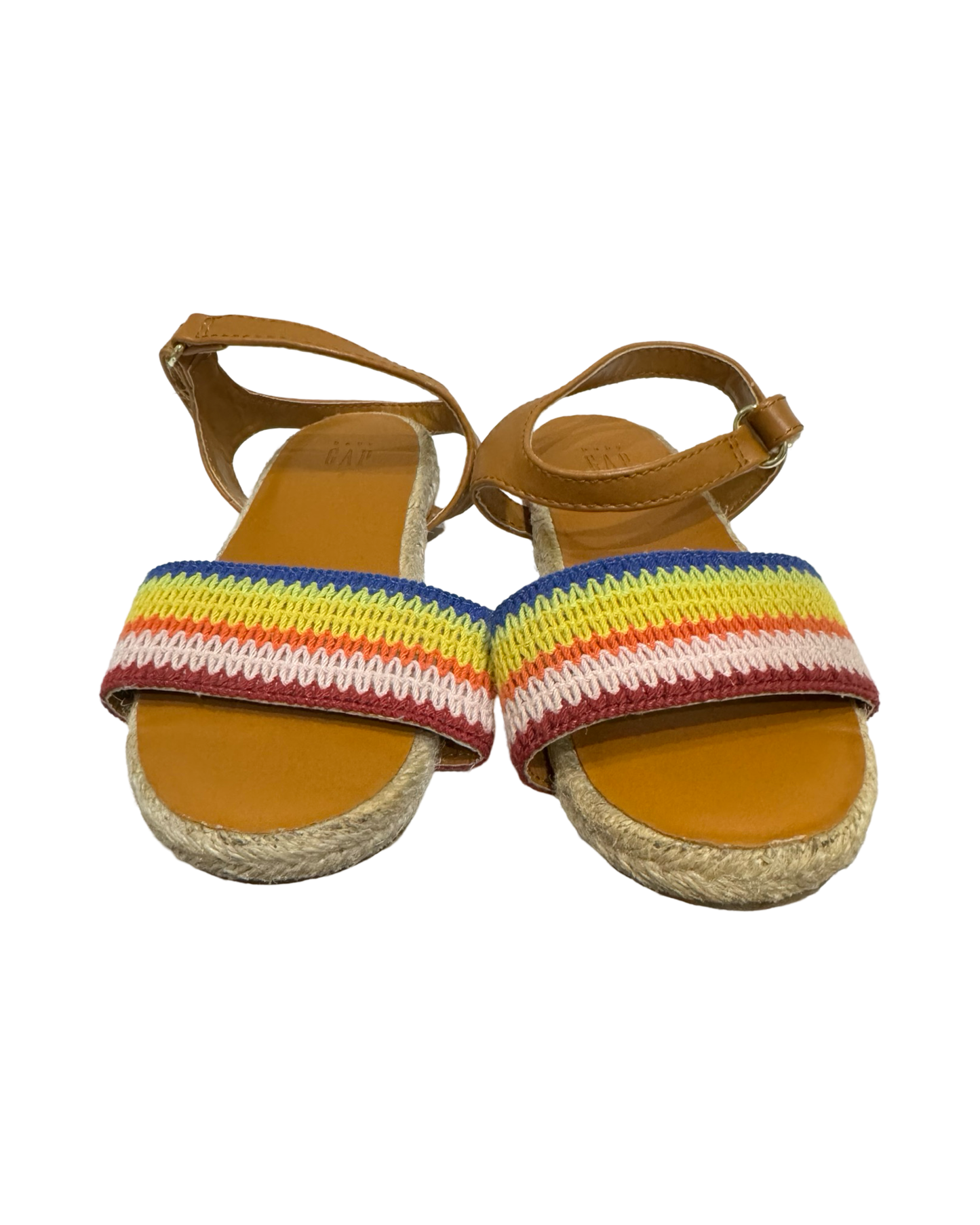 9C Toddler Girl Gap Kids Rainbow Striped Espadrilles Sandals Ankle Buckle