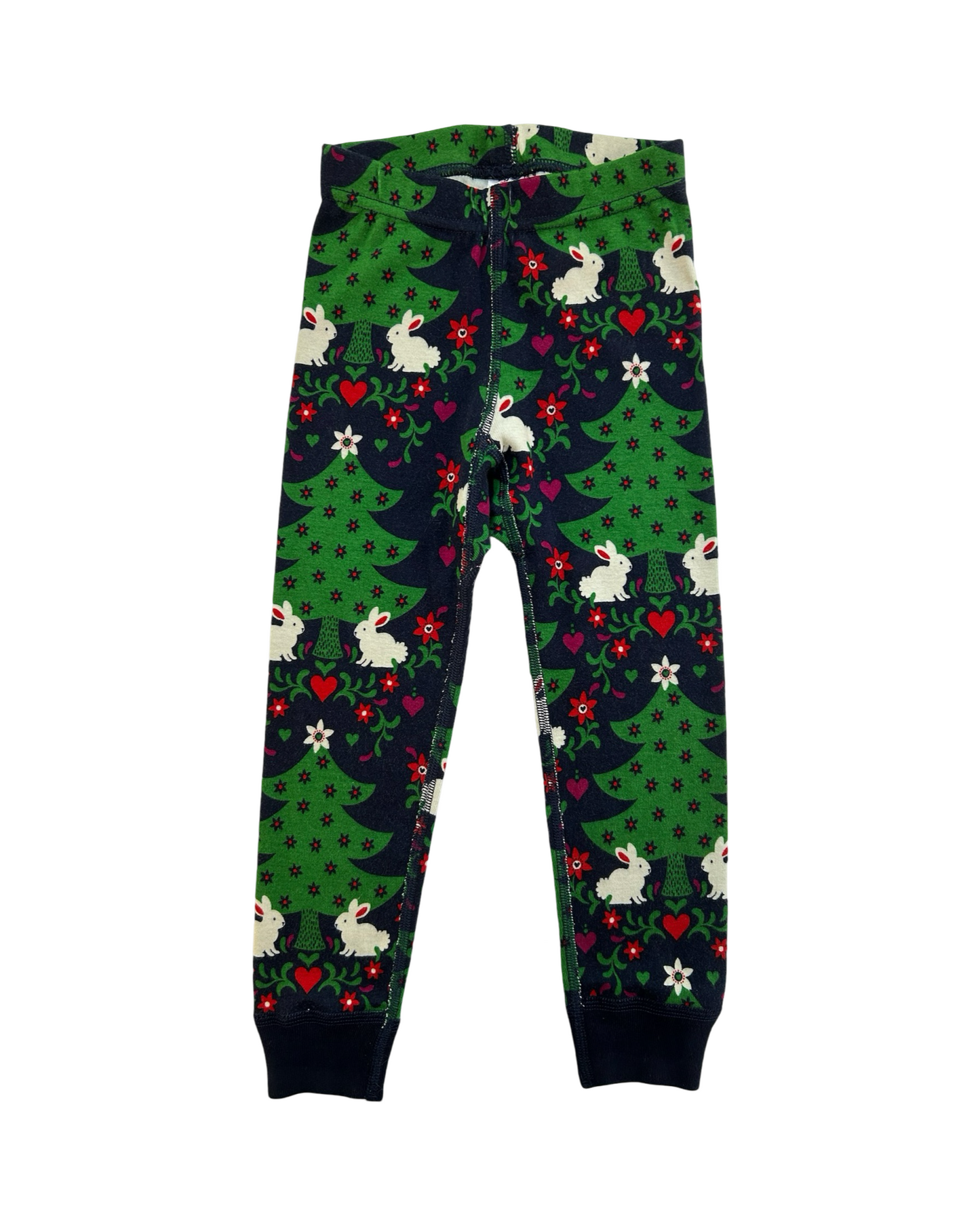 3T Hanna Andersson Toddler Girls Long Sleeve Christmas Tree Bunny Pajamas 2 Pieces Set, NWT
