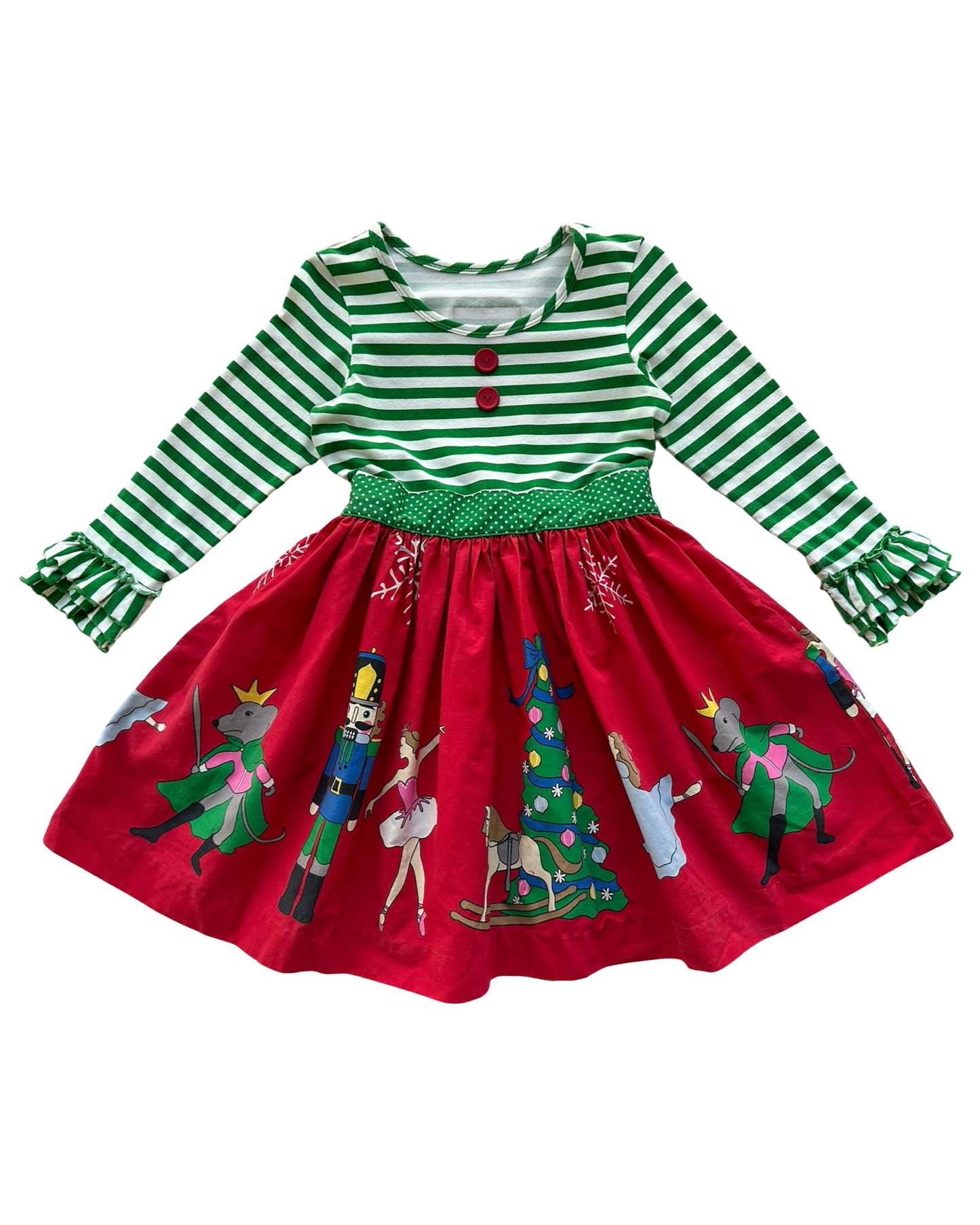 4T - 5T Toddler Girls Eleanor Rose Striped Christmas Rhonda Nutcracker Long Sleeve Dress