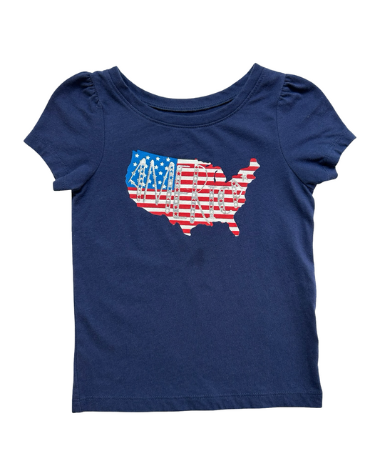 2T Toddlers Girls Circo Patriotic 4Th  Of July, American Flag 🇺🇸 Short Sleeve Shirt