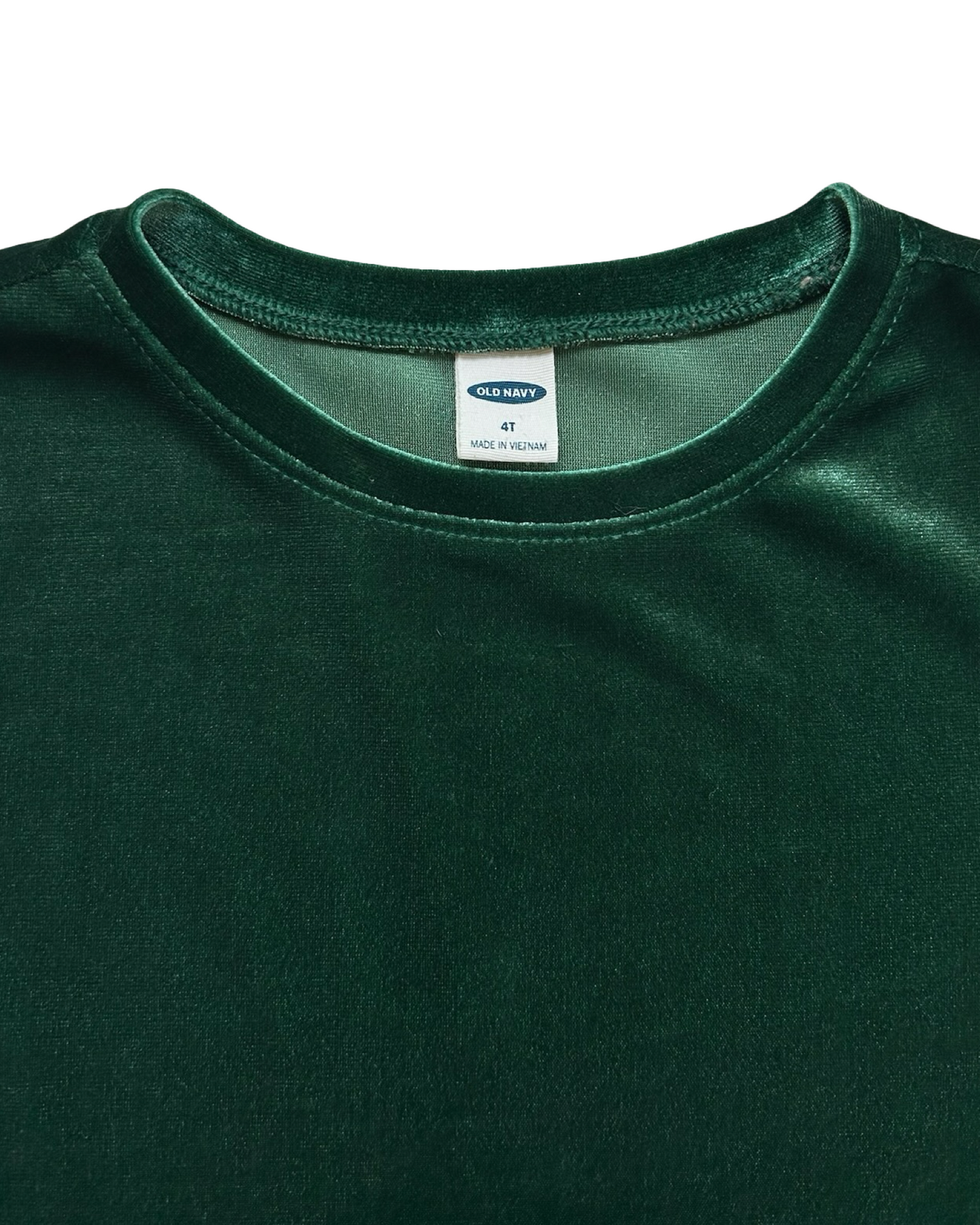 4T Toddlers Girls Old Navy Velvet Ruffle-Hem Green Top.