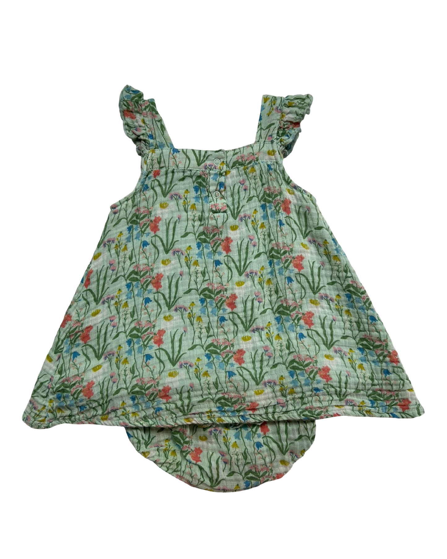 6M-12M Baby Girls Angel Dear Floral Summer Morning Sun Dress 2 Pieces Set