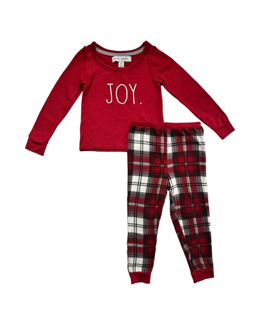 18M Baby Boy Red Plaid Rae Dunn Joy Christmas Holiday Family PJs