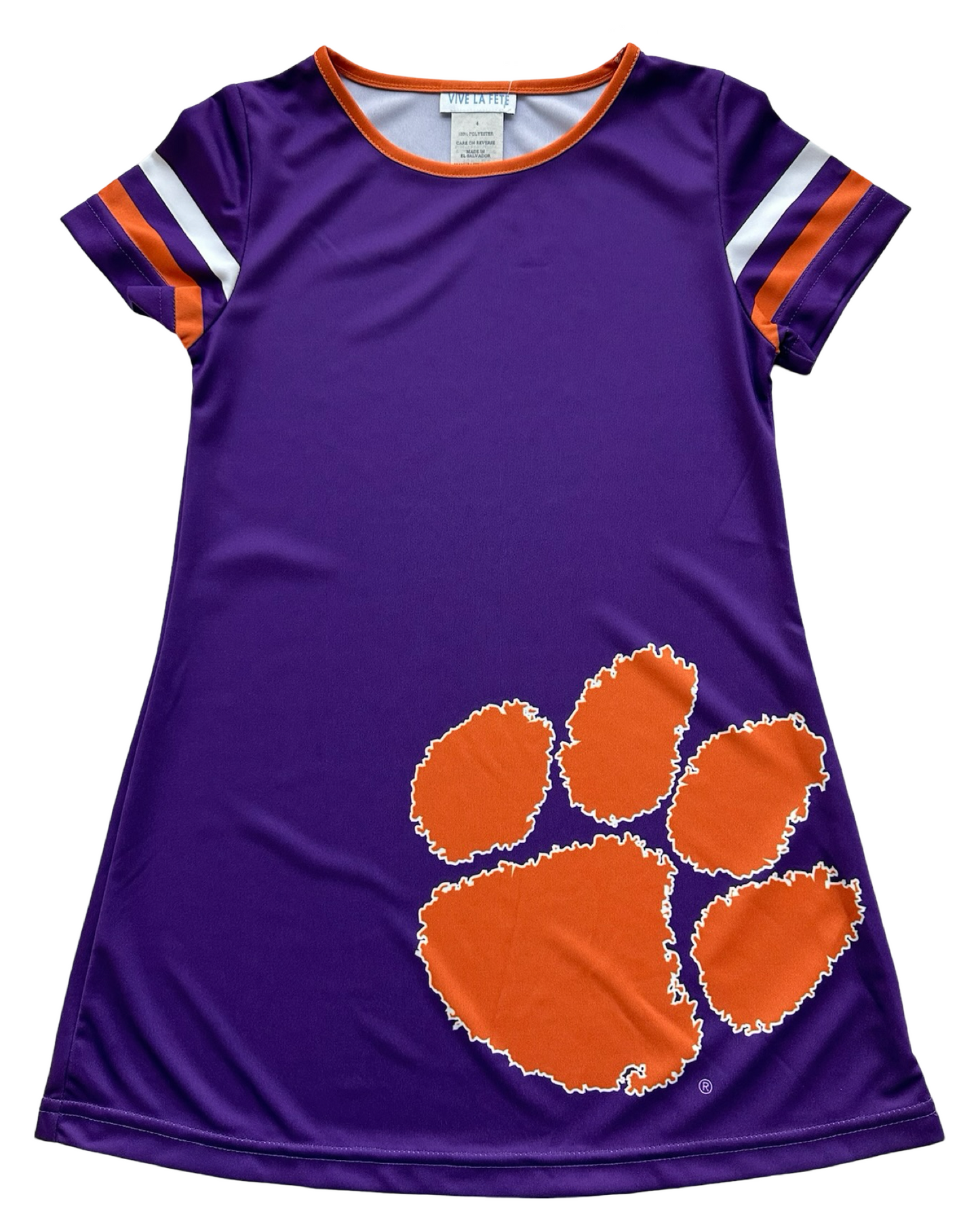 4T Toddler Girls Vive La Fete T-Shirt Clemson Tigers Big Logo Short Sleeve Laurie Dress.