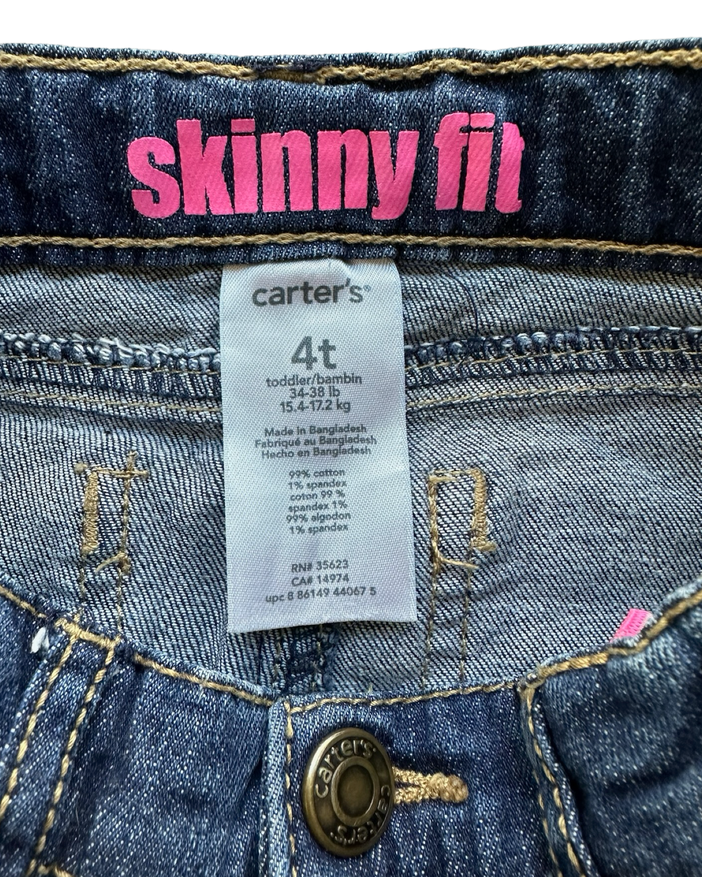 4T Toddler Girl Carters Skinny Fit Blue Jeans