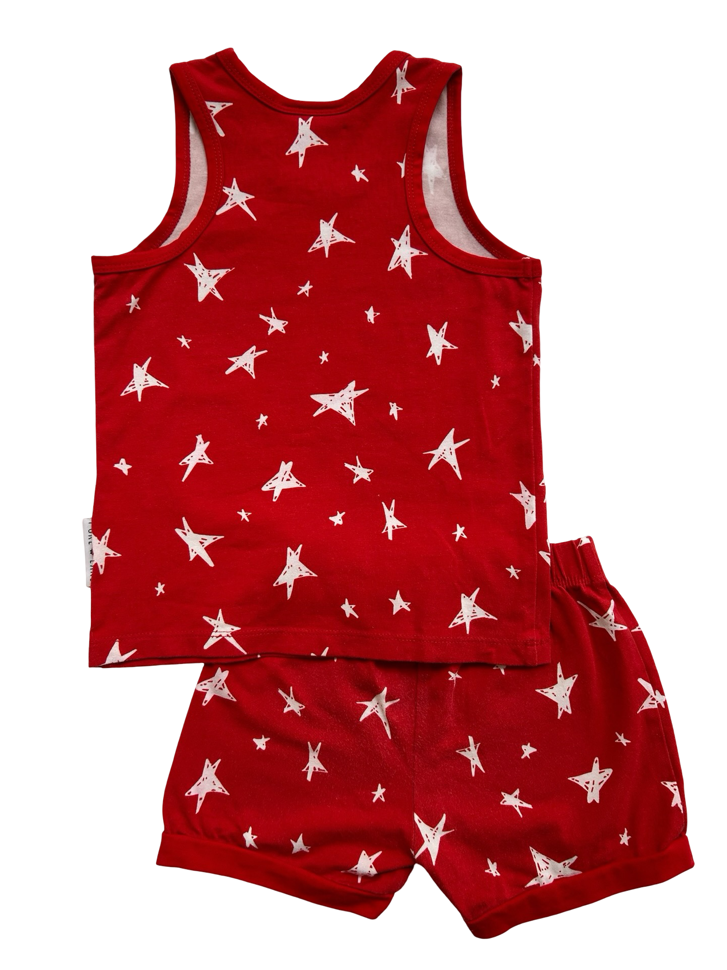 2T-3T Toddlers Girls Purl Lamb Red, Stars ⭐️ White Shirt Top And Short 2 Piece Set.
