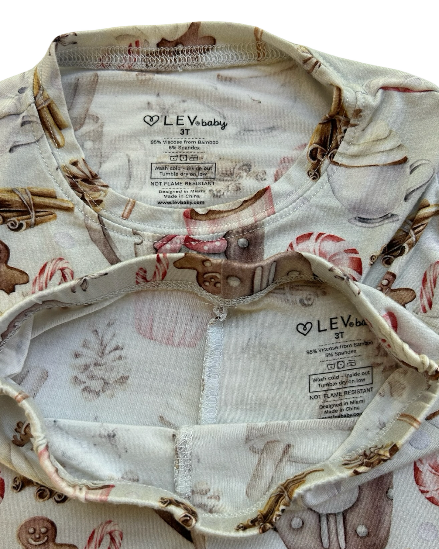 3T Toddler Girls Lev Baby Christmas Joy Cocoa Bamboo Lounge Pajama 2 Piece Set