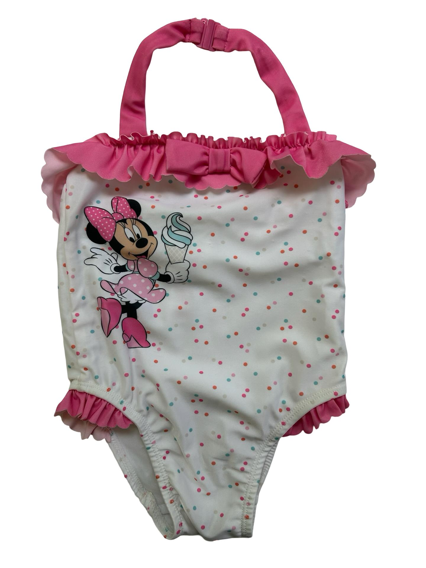 12M -18M Baby Girls Disney Minnie Mouse With Ice Cream Swimsuit One Piece.