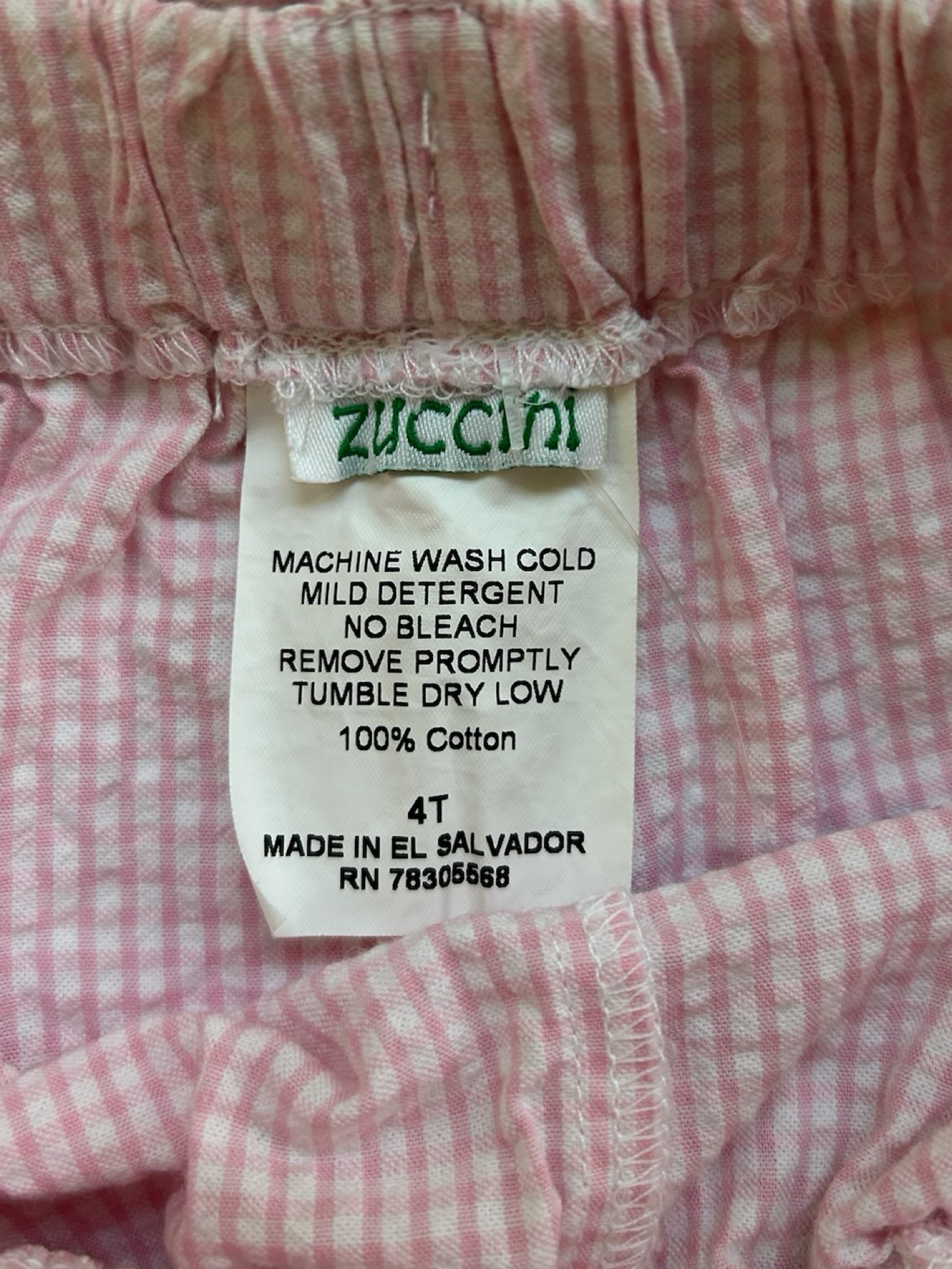 4T Toddler Girls Zuccini Tiny Check Gingham Ruffle Short.