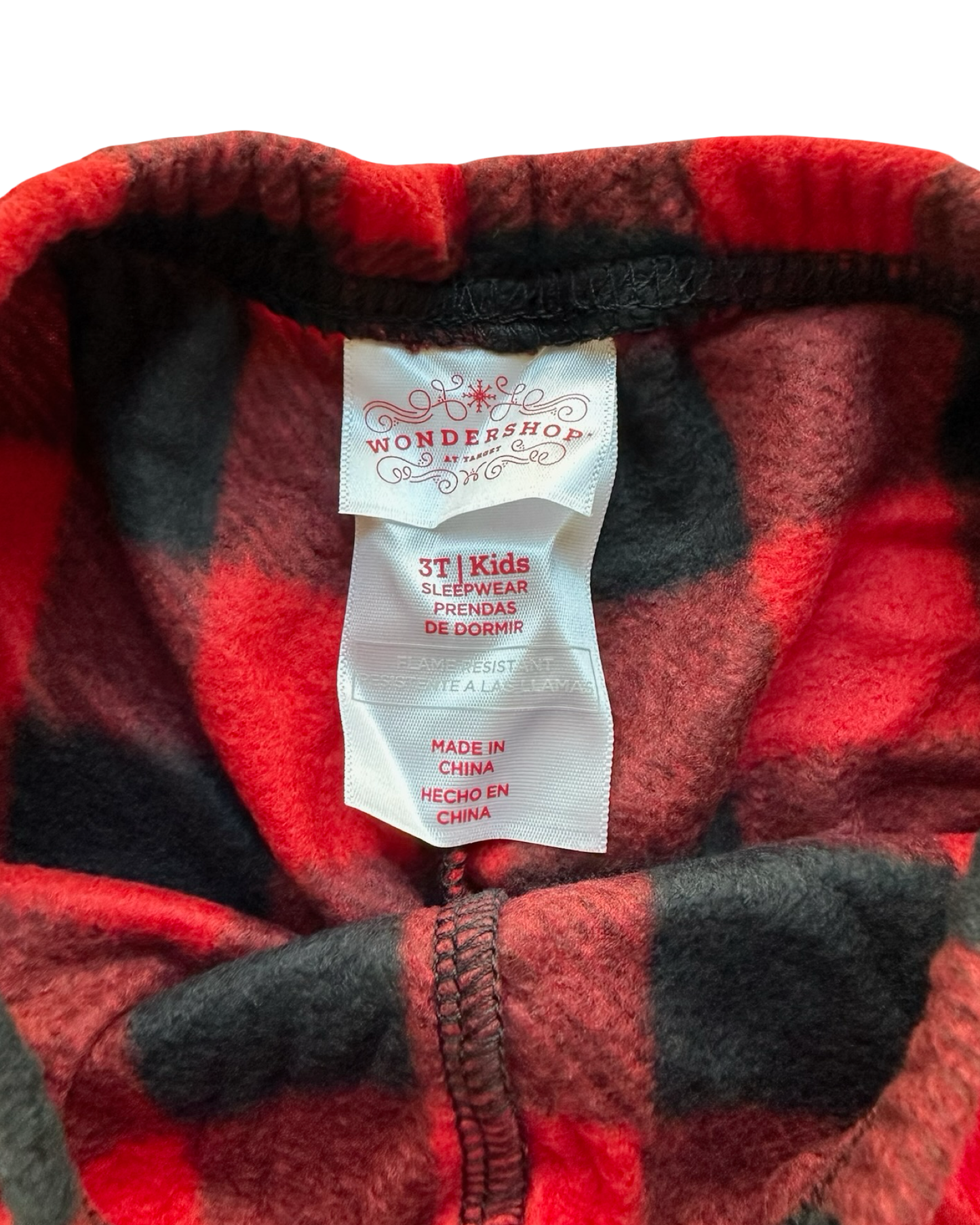 3T Toddler Boys Wondershop  Red & Black Buffalo Plaid Flannel Pajama One Piece. NWT