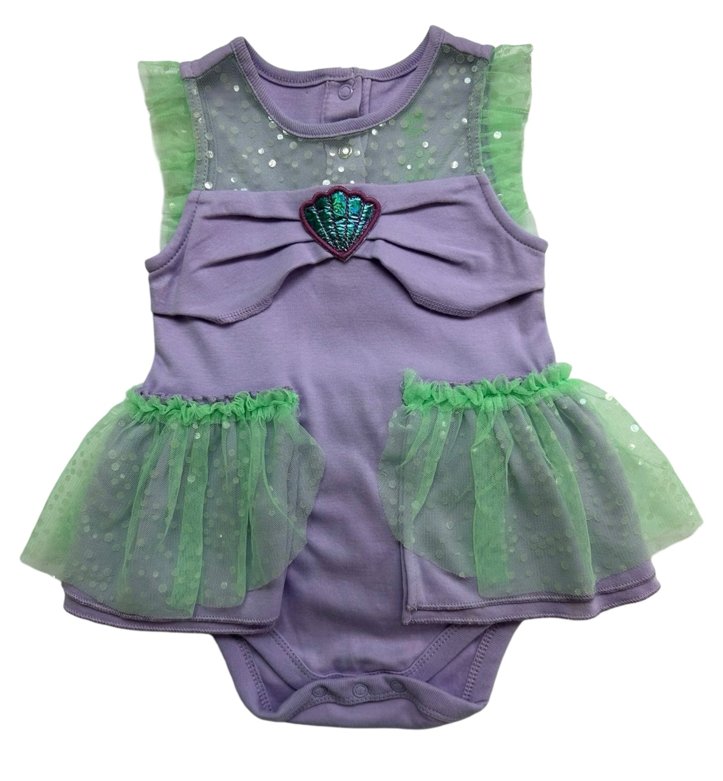 18M - 24M Baby Girls Disney Baby Ariel Mermaid 🧜‍♀️ Tutu Bodysuit Costume Romper.