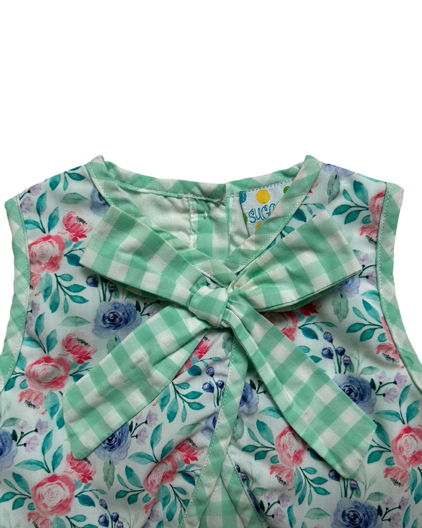 NB Baby Girls Sugar Dumplin Gingham Floral 🌺 🌸Romper
