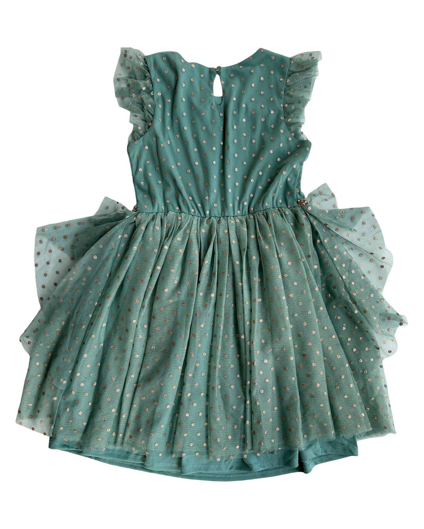 10Y Youth Girl Pink & Violet Holiday Tulle Green/ Gold Sparkles Layer Hem Dress