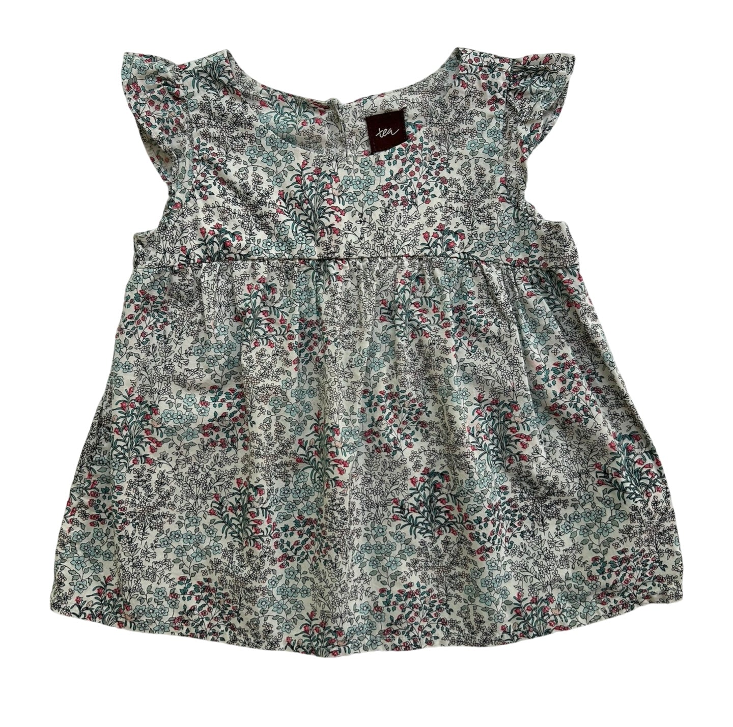 12M-18M Baby Girls Tea Collection Blouse Top Floral Short Sleeve.