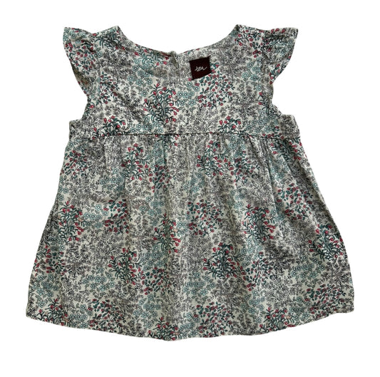 12M-18M Baby Girls Tea Collection Blouse Top Floral Short Sleeve.