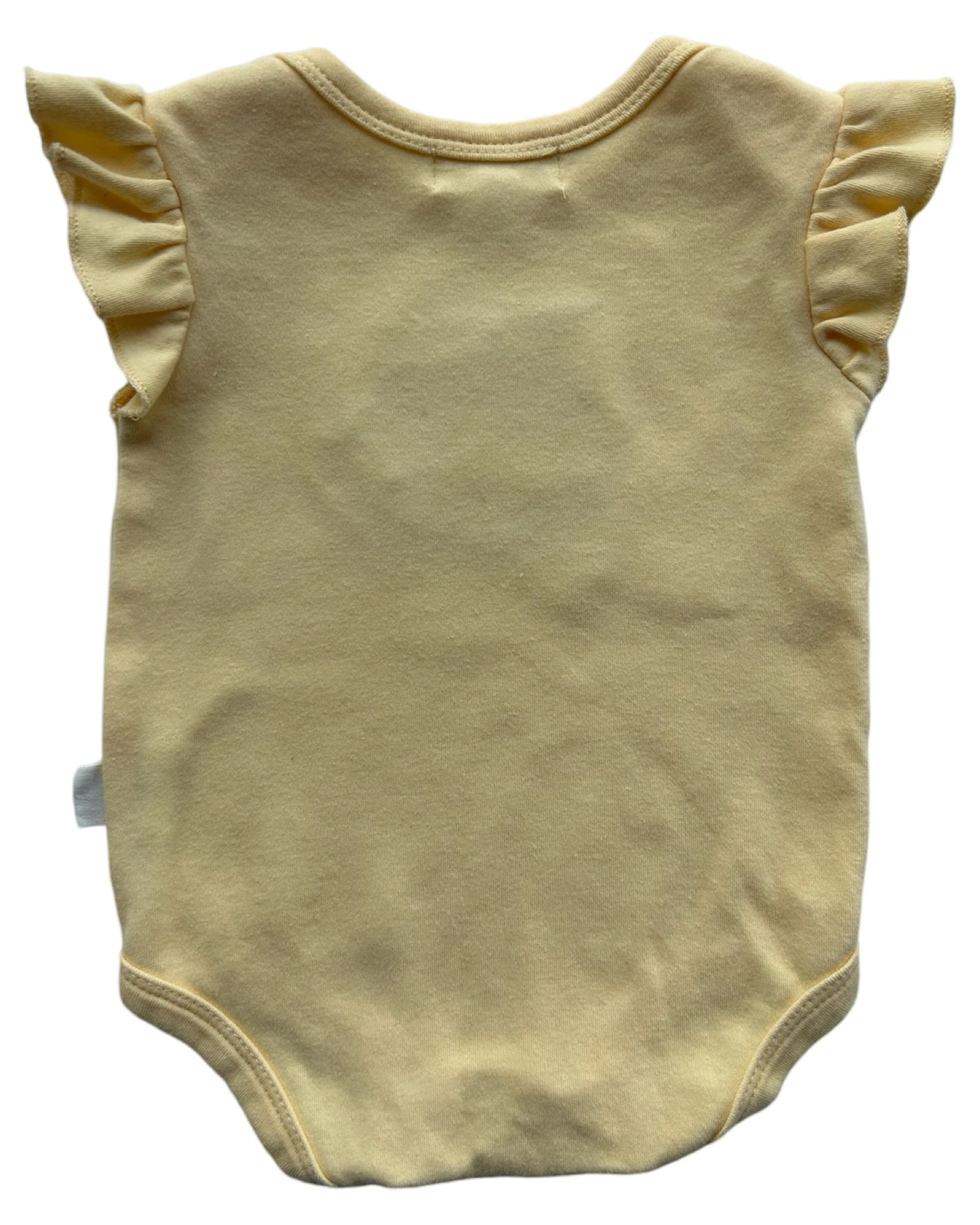 3M-6M Baby Girls Rabbit + Bear Organic Embroidered Lemon 🍋 🍋 Ruffle Short Sleeves Romper.
