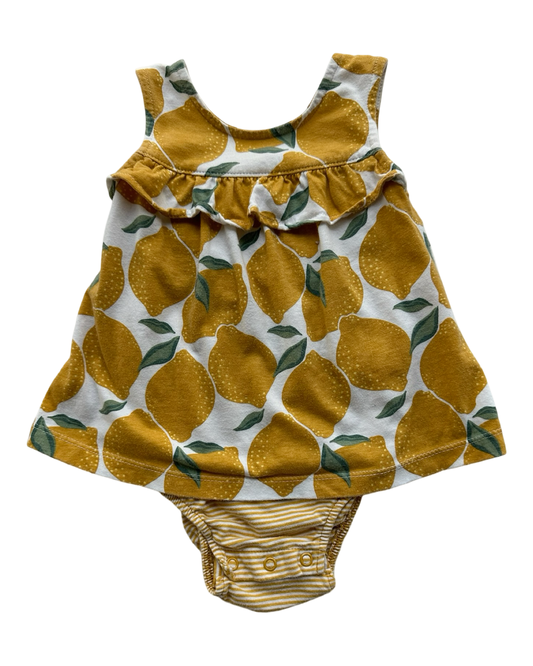 12M Baby Girl Carters Just One You Lemon Print One Piece Bubble Romper