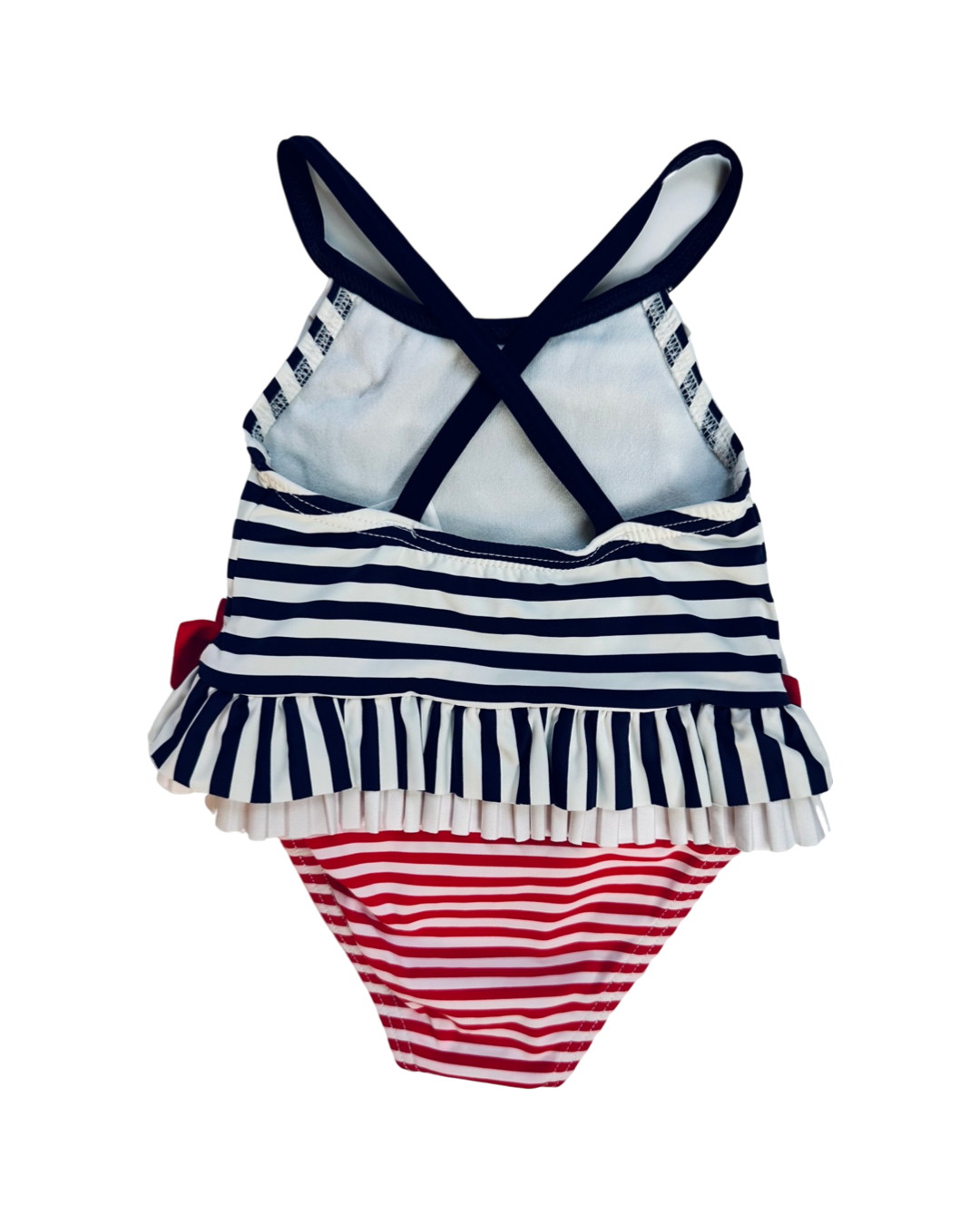 9M Baby Girl Patriotic American Mayoral Girl Red / White / Blue Striped One Piece Swim Suit