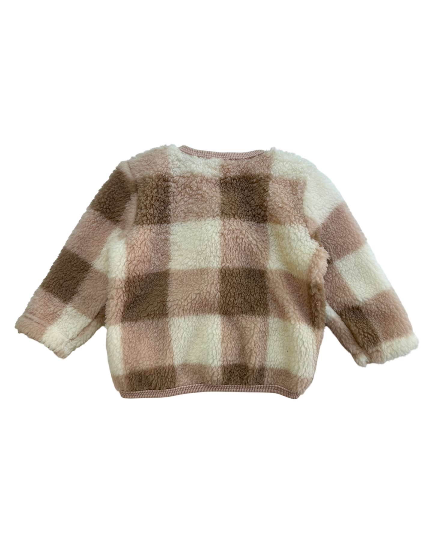 9M Baby Girls pl.baby Holiday Button Front Sherpa Jacket With Hair Accessories Head Bandana