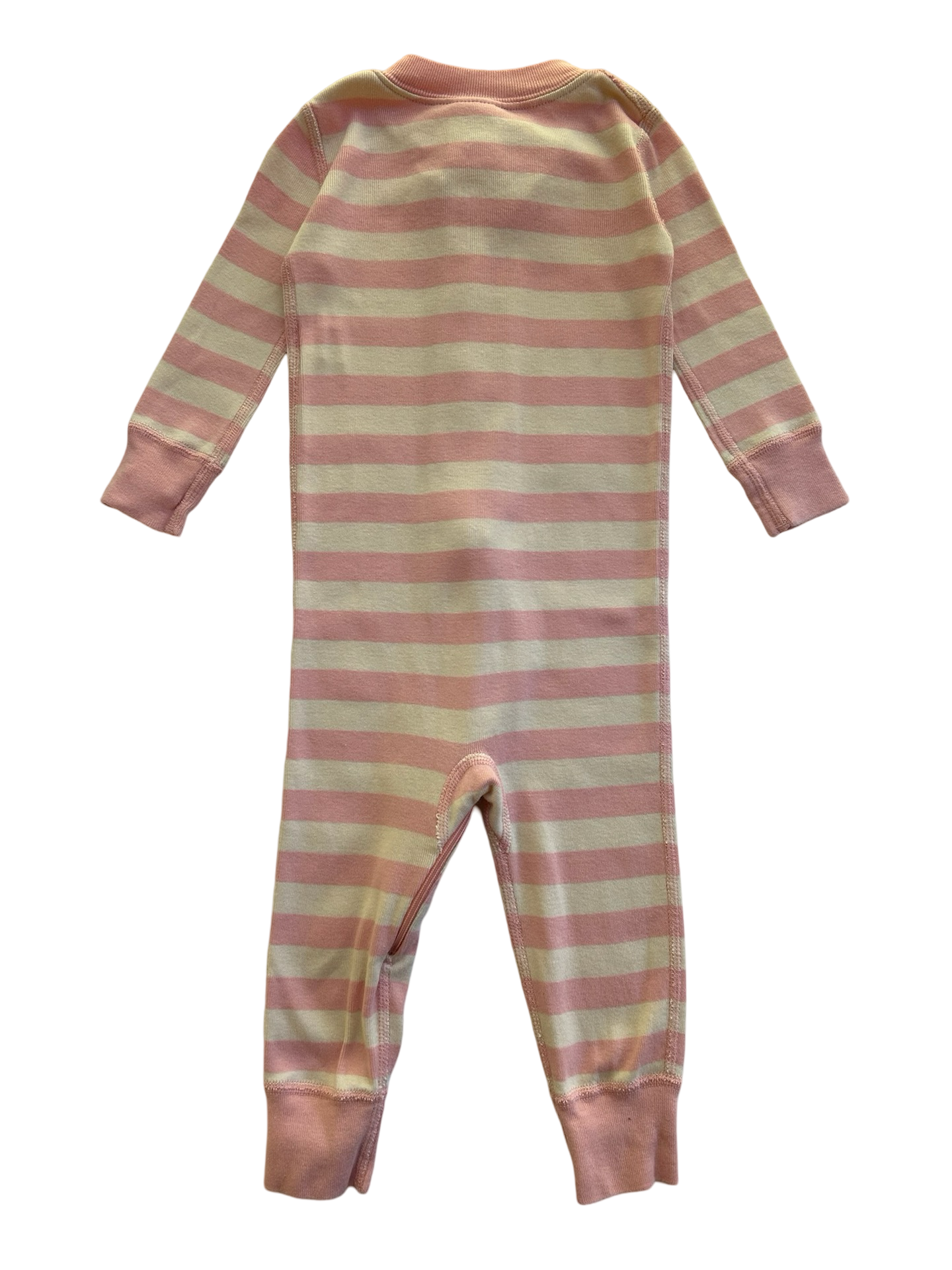 0-3M Baby Girl Hanna Andersson Pink & Cream Striped Zippered PJs Sleeper