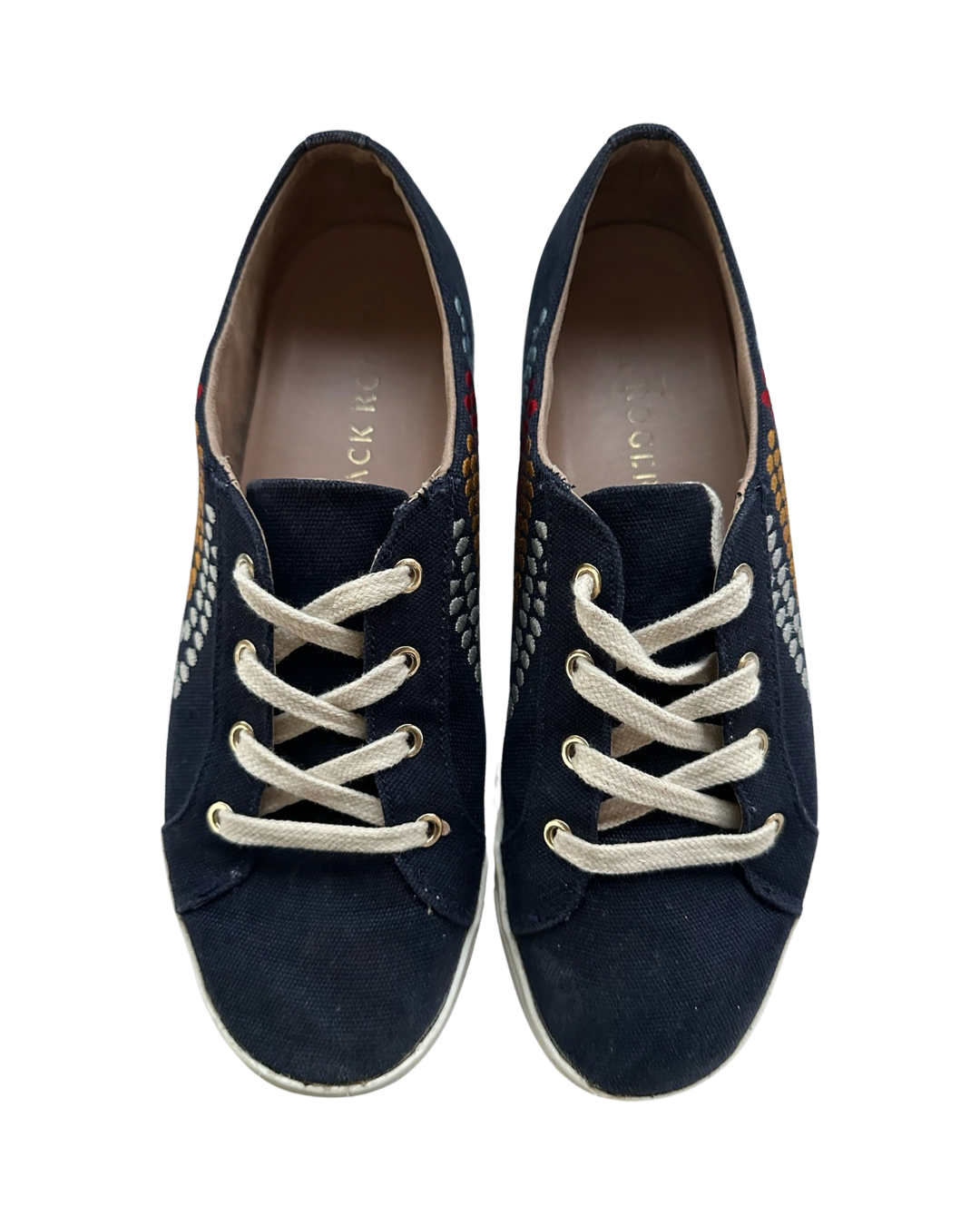 Jack Rogers. Womens US 8.0. Navy Luna Canvas Limited Edition Embroidered Sneaker
