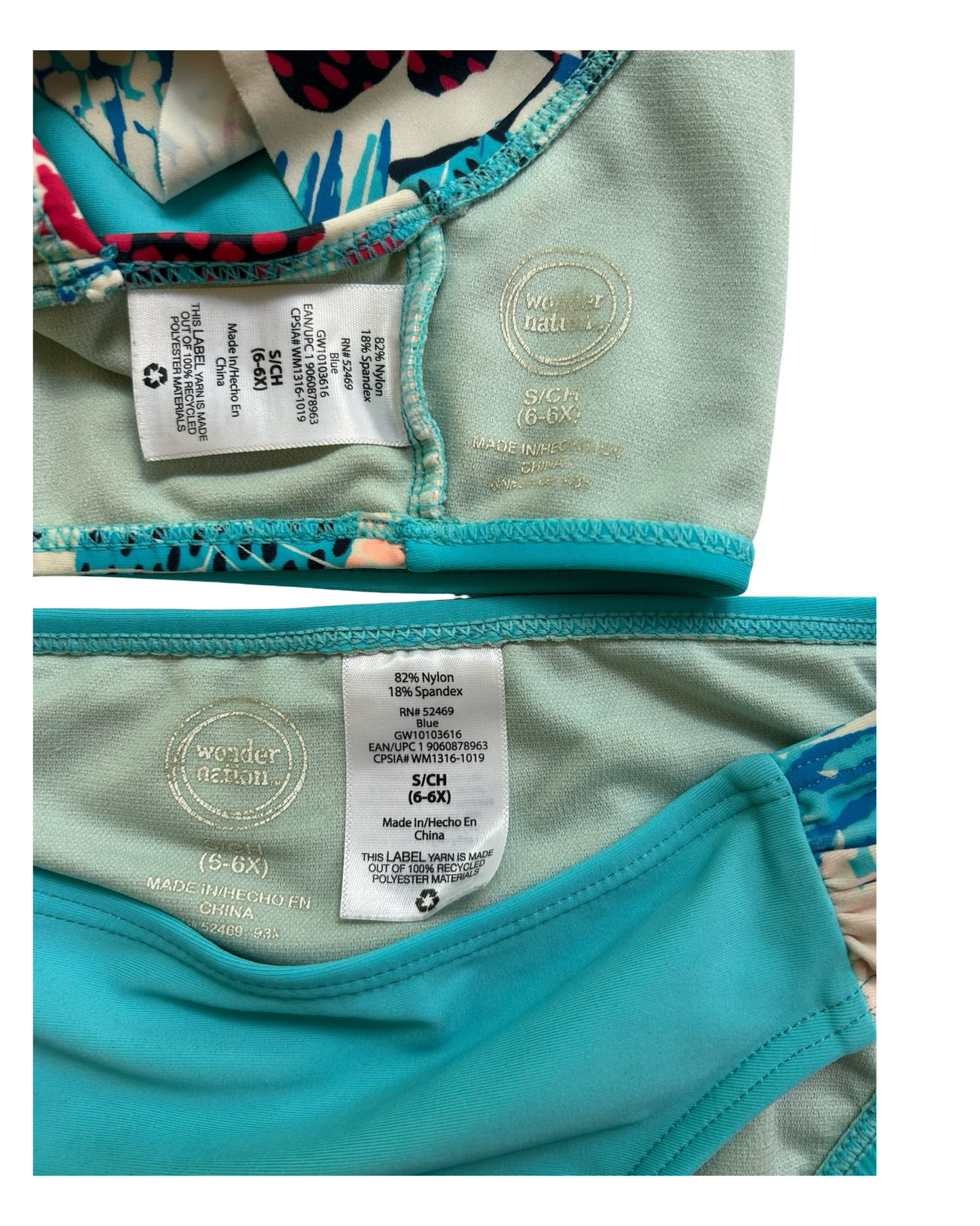 S 6-6X Toddlers Girls WonderNation FloralTankini Bikini.