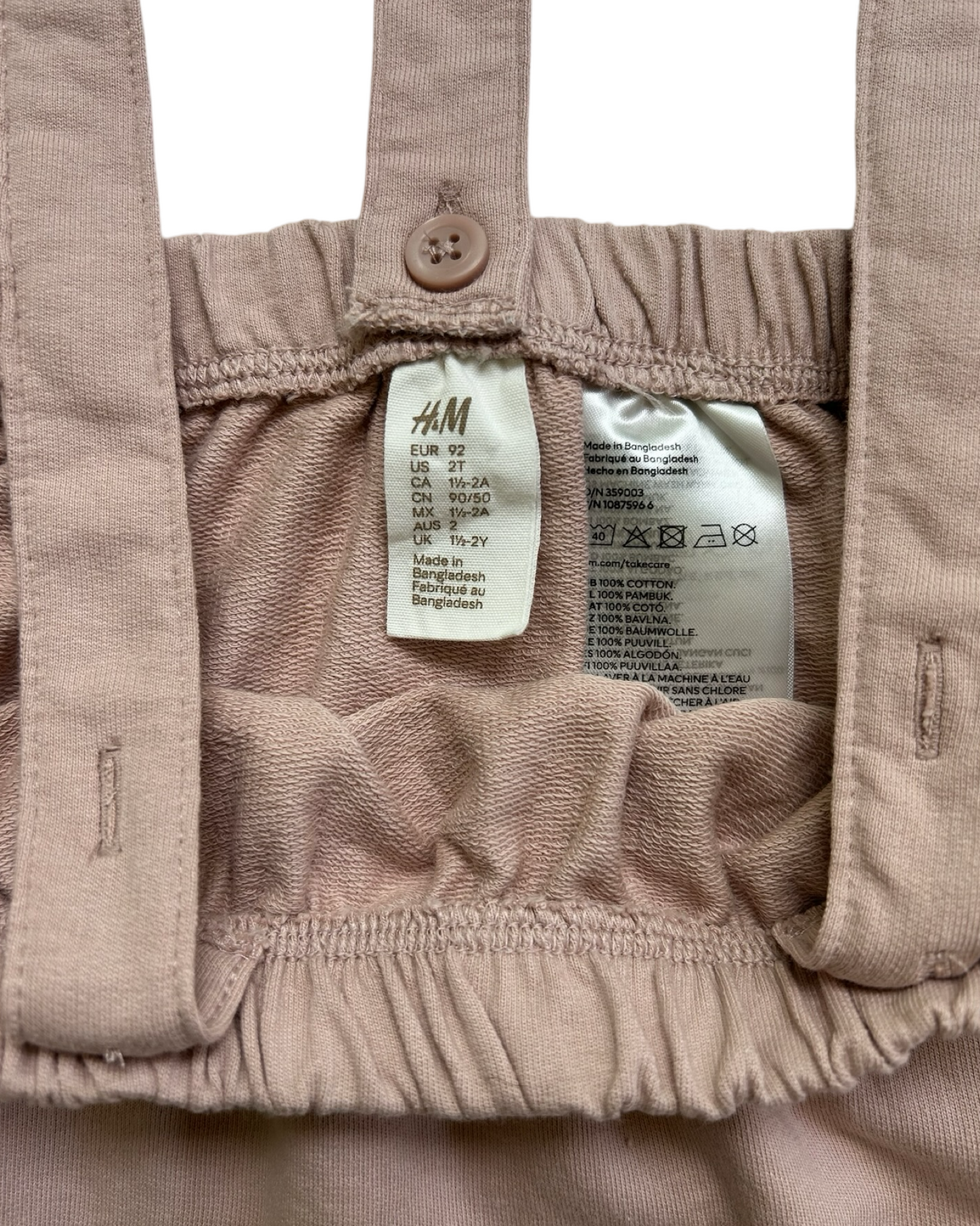 2T Toddler Girl H&M Blush Pink Jumper Suspender Dress Skirt