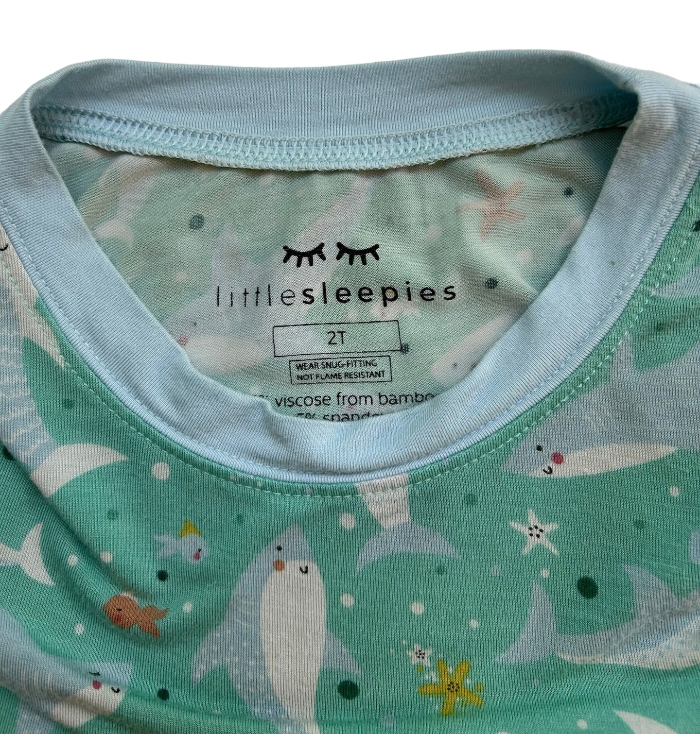2T Toddler Boy Little Sleepies Bamboo Shark Soiree Long Sleeve Shirt PJs, One Piece.