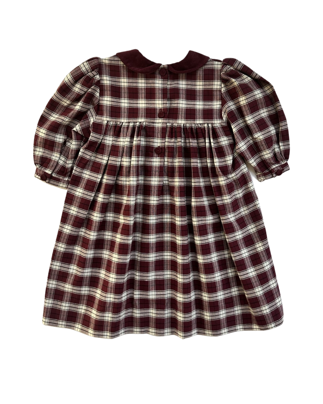 6M Baby Girl Classic Strasburg Maroon Plaid Peter Pan Collar Fall / Winter Dress