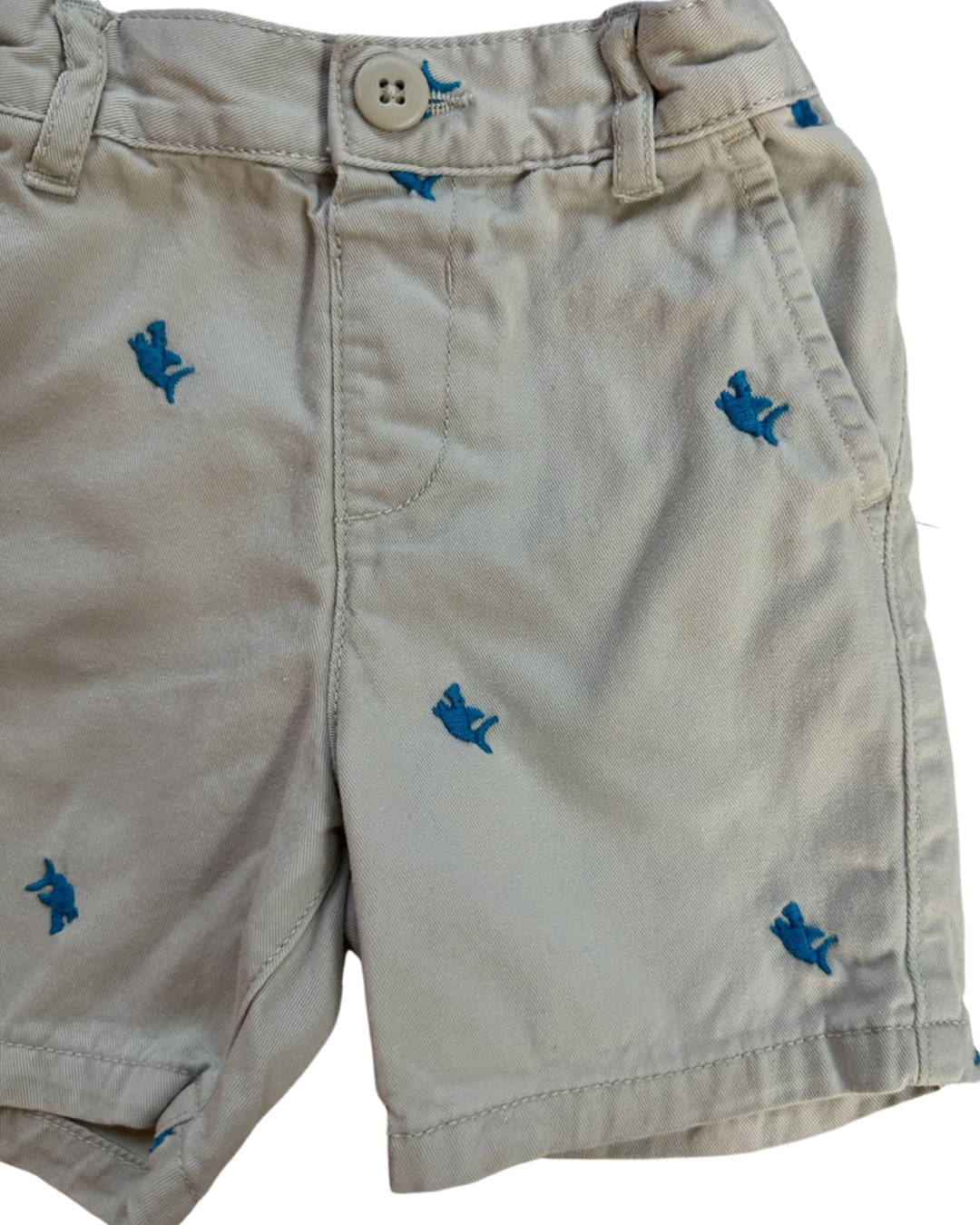 2T Toddler Boy The Children’s Place Shark Embroidered Khaki Shorts