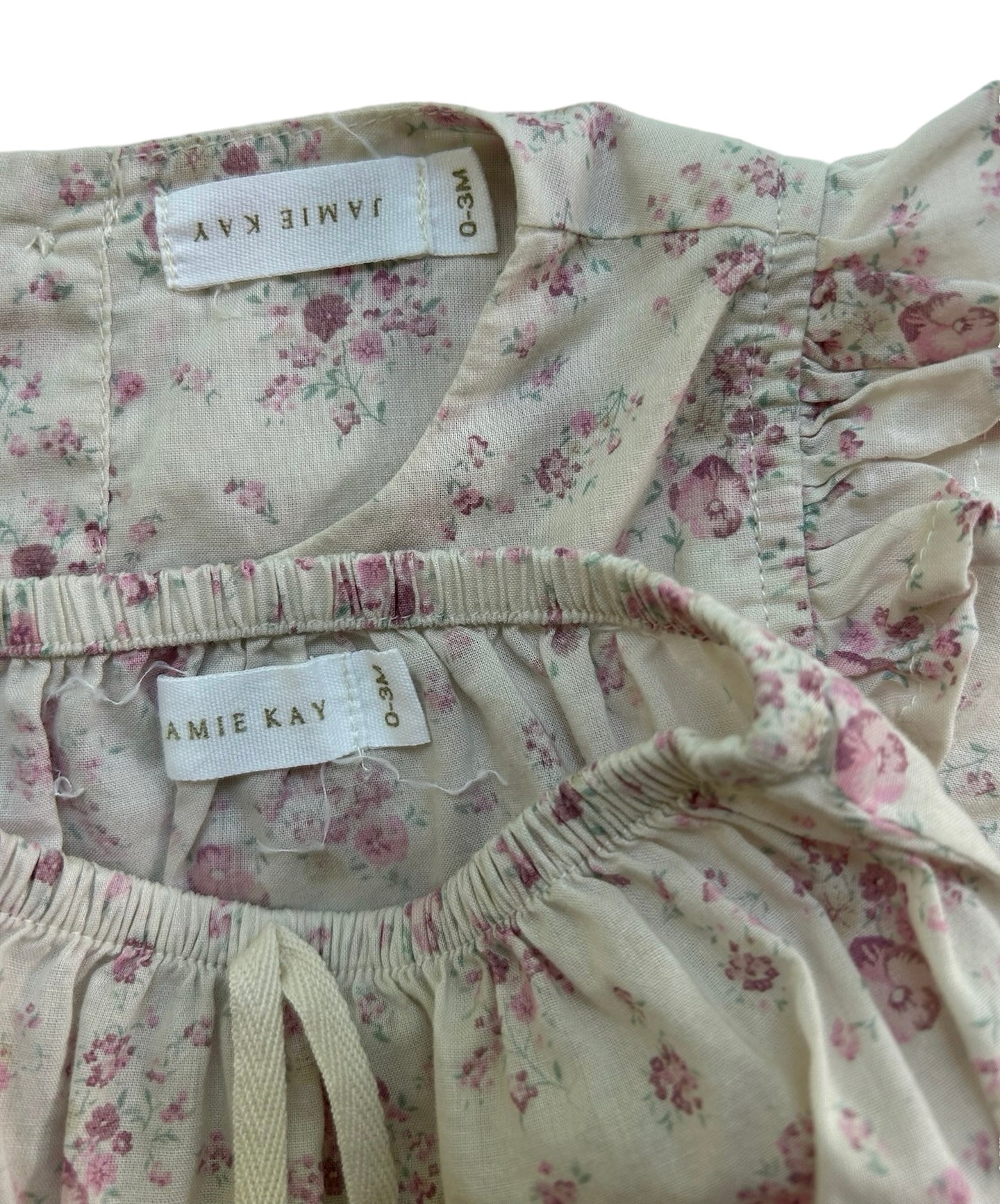 0-3M Baby Girl Jaime Kay Ruffle Pink Floral,Top & Bottom