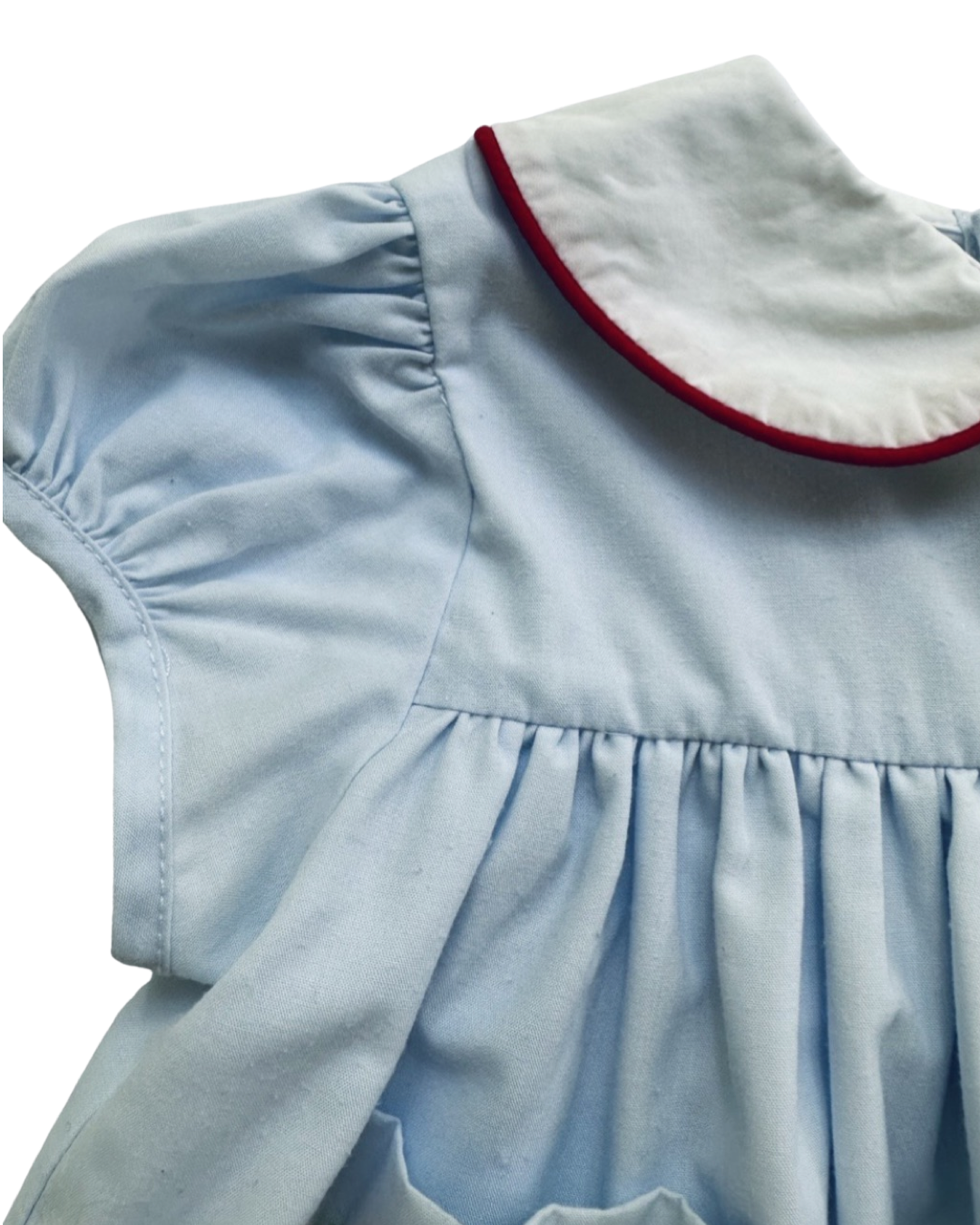 12M Baby Girl The Proper Peony Blue Back to School Alex Apple Dress with Pockets
