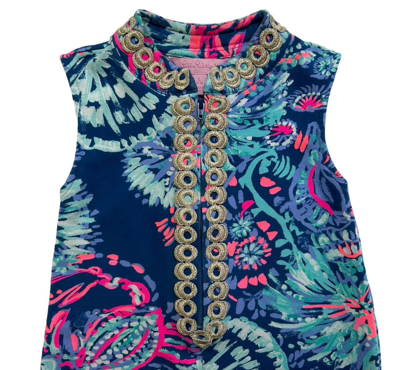 L (8-10 Years) Lilly Pulitzer Youth Girls Jane Shift Dress Deep Indigo With Zipper.