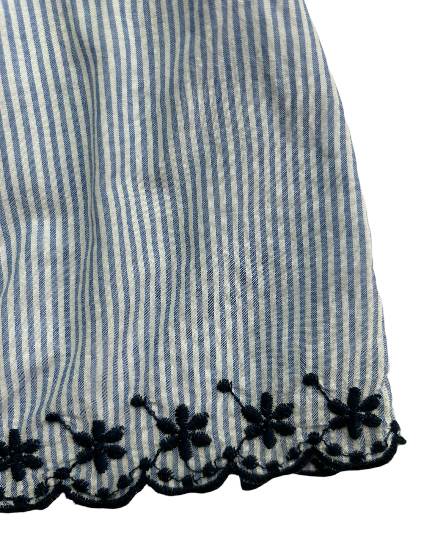 3M-6M Baby Girl Baby Gap Light Blue / White Striped Onesie Embroidered Dress One Piece.