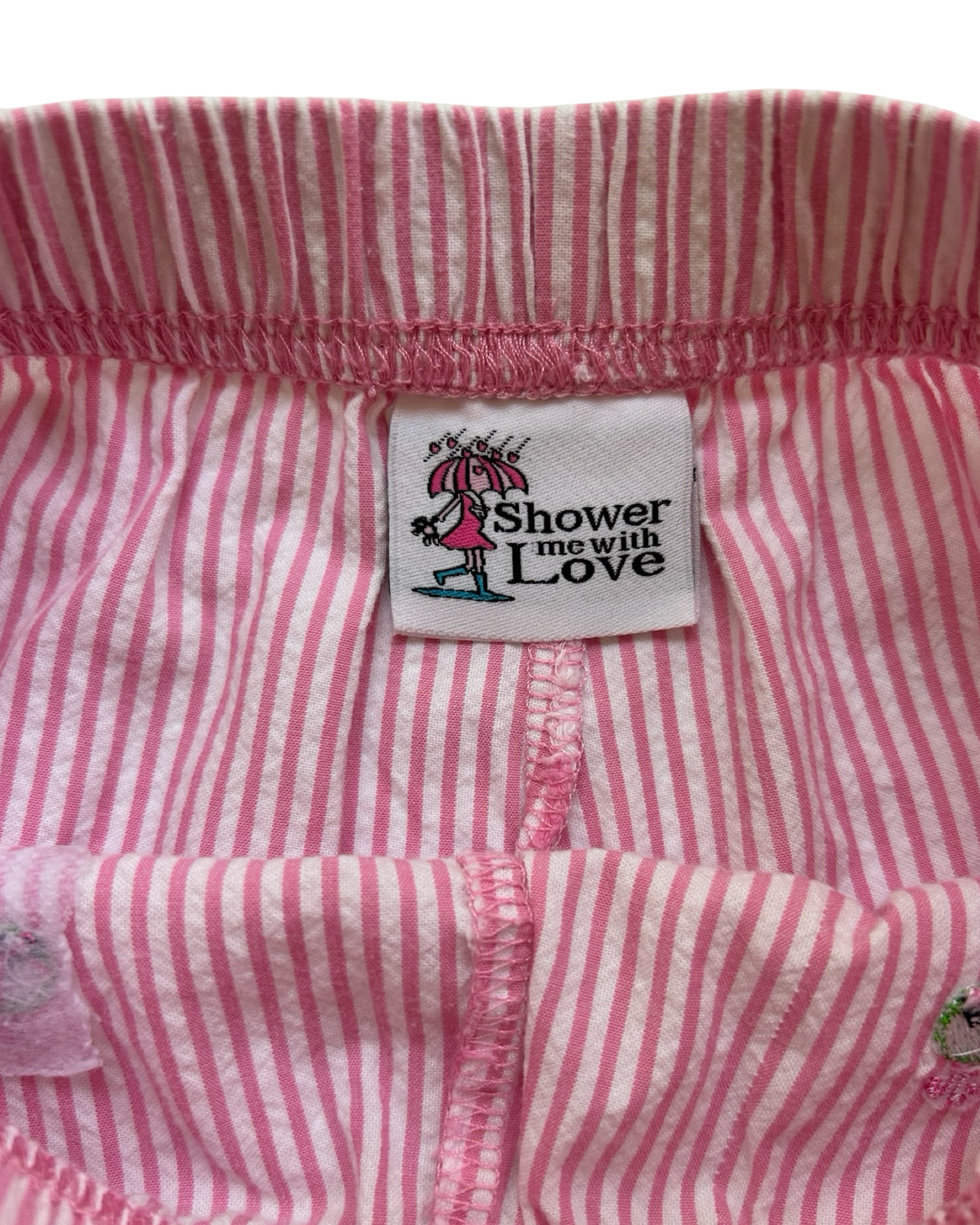 4T Toddler Girl Shower Me With Love Embroidered Whale 🐳, Red Seersucker Striped Ruffle Shorts