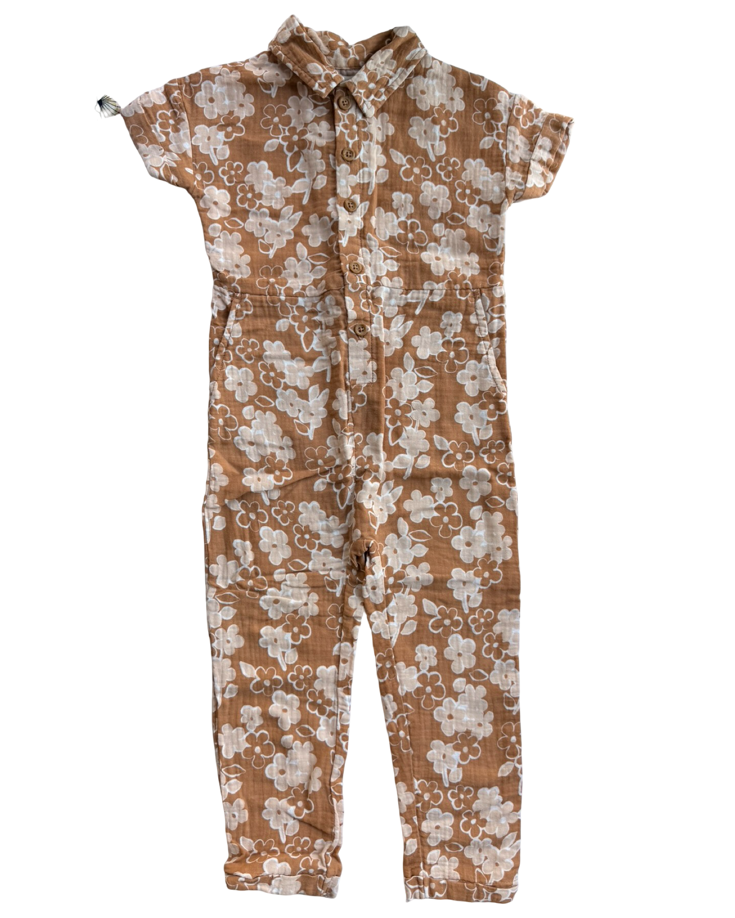 3T Toddler Girl Grayson Mini Collection Tan Floral Romper