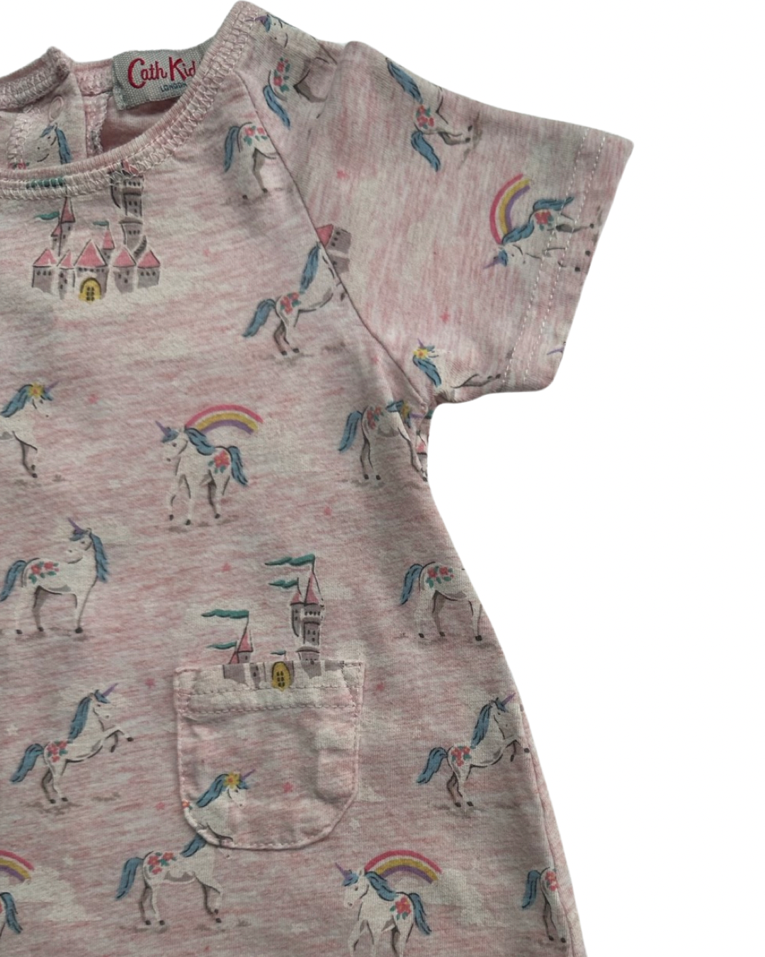 3-6M Baby Girl Cath Kids London Pink Unicorn Castle Dress