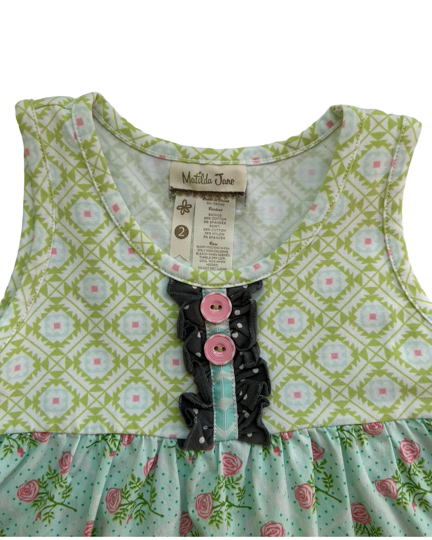 2T Toddler Girls Matilda Jane Sara Pretty Pattern Floral Sleeveless Top