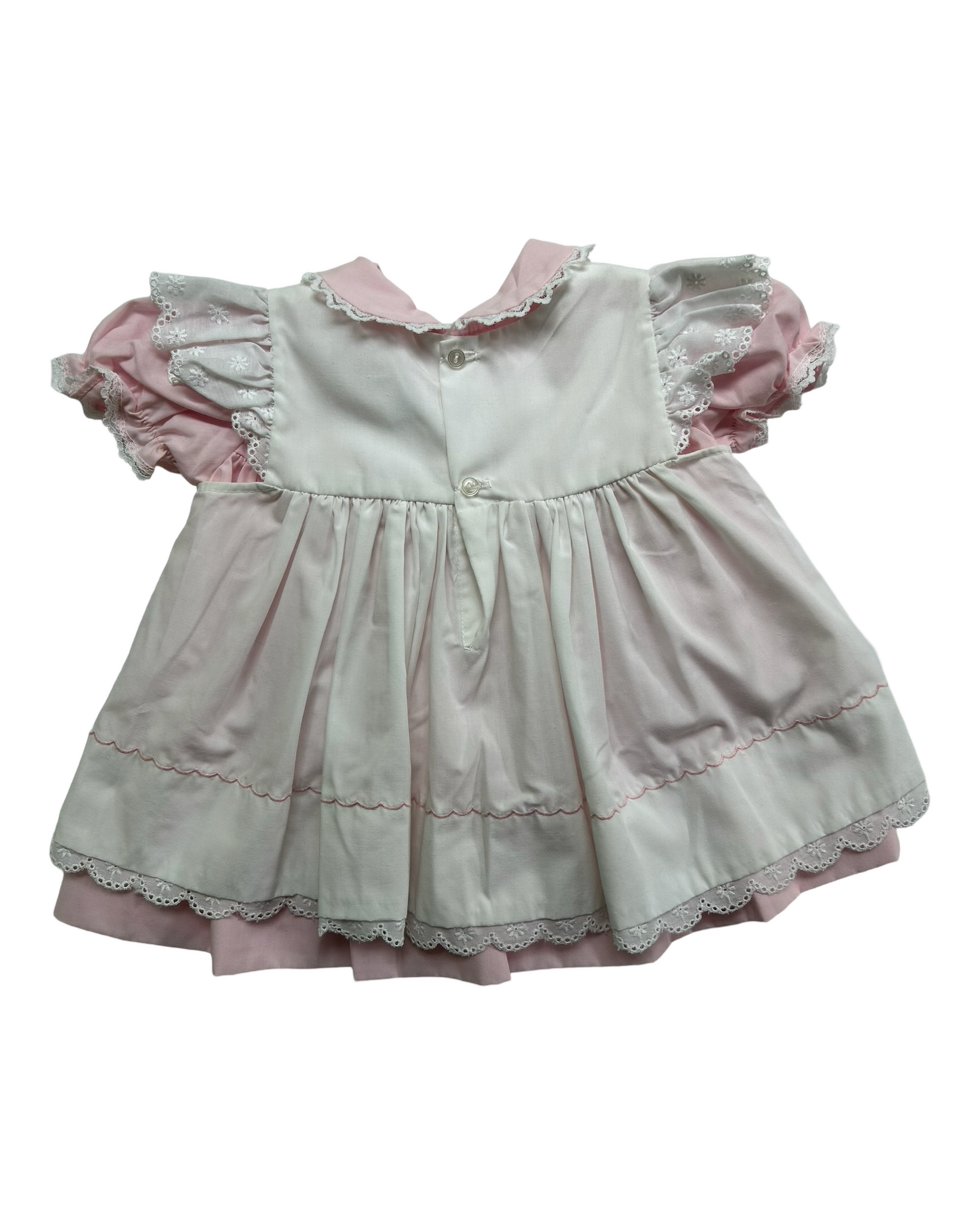 12M Baby Girls Vintage Boutique Dress Embroidered Eyelet Lace.