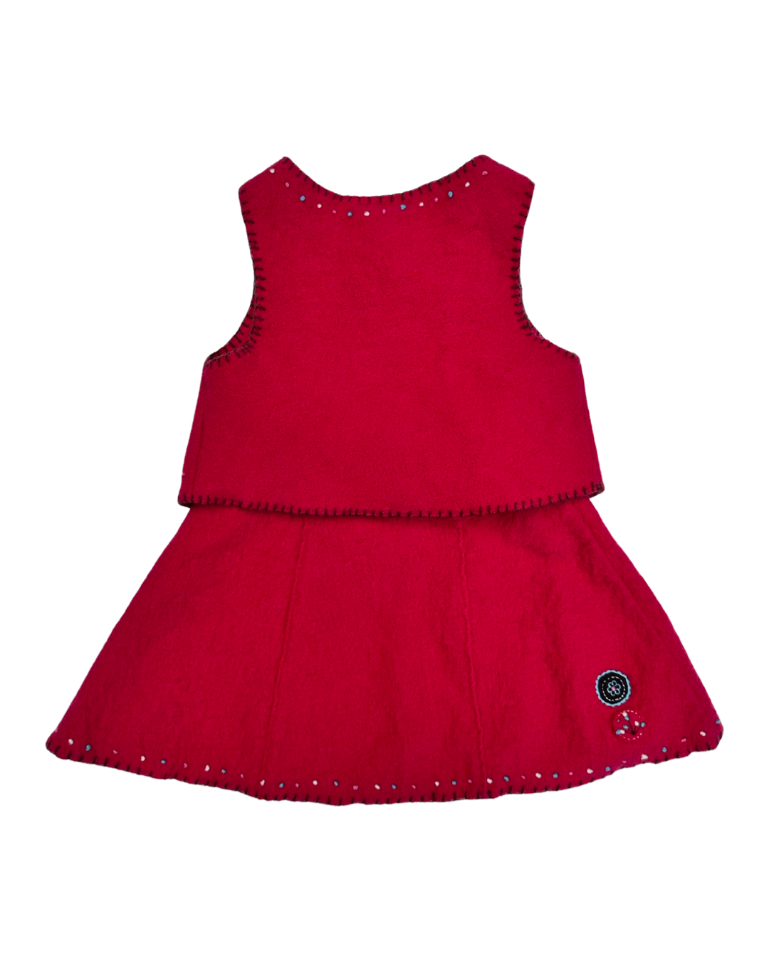 4T Toddler Girl DPAM Pink Wool Embroidered Vest and Matching Skirt