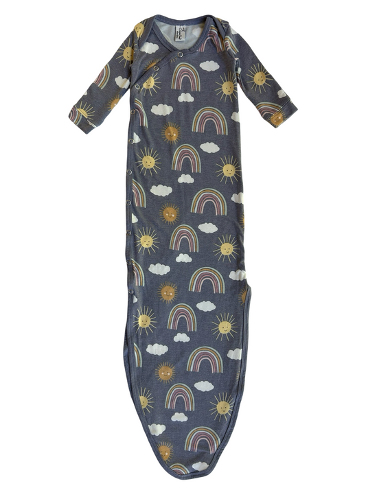 Newborn Baby Girl Copper Pearl Rainbow Gown / Sleeper