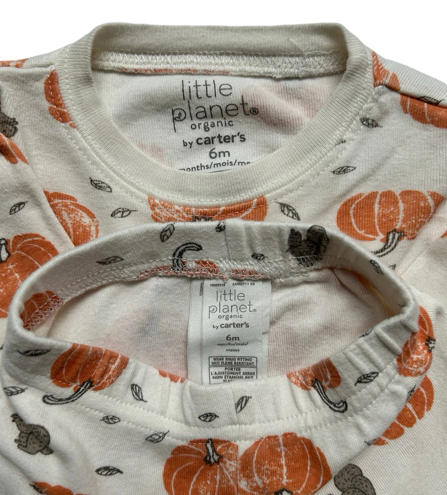 6M Baby Girl Little Planet Organic By Carters Pumpkin Pajamas Set