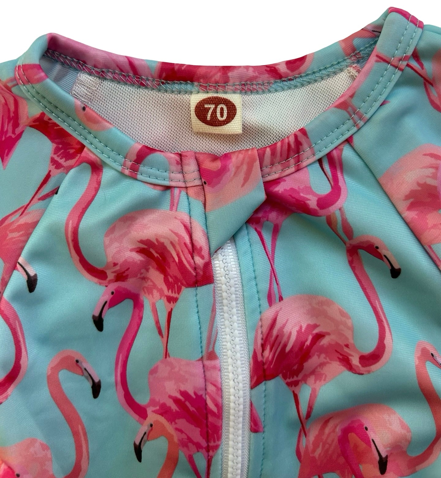6M - 9M Baby Girls Long Sleeve Ruffle Swimsuit Flamingos 🦩🦩🦩 Print.