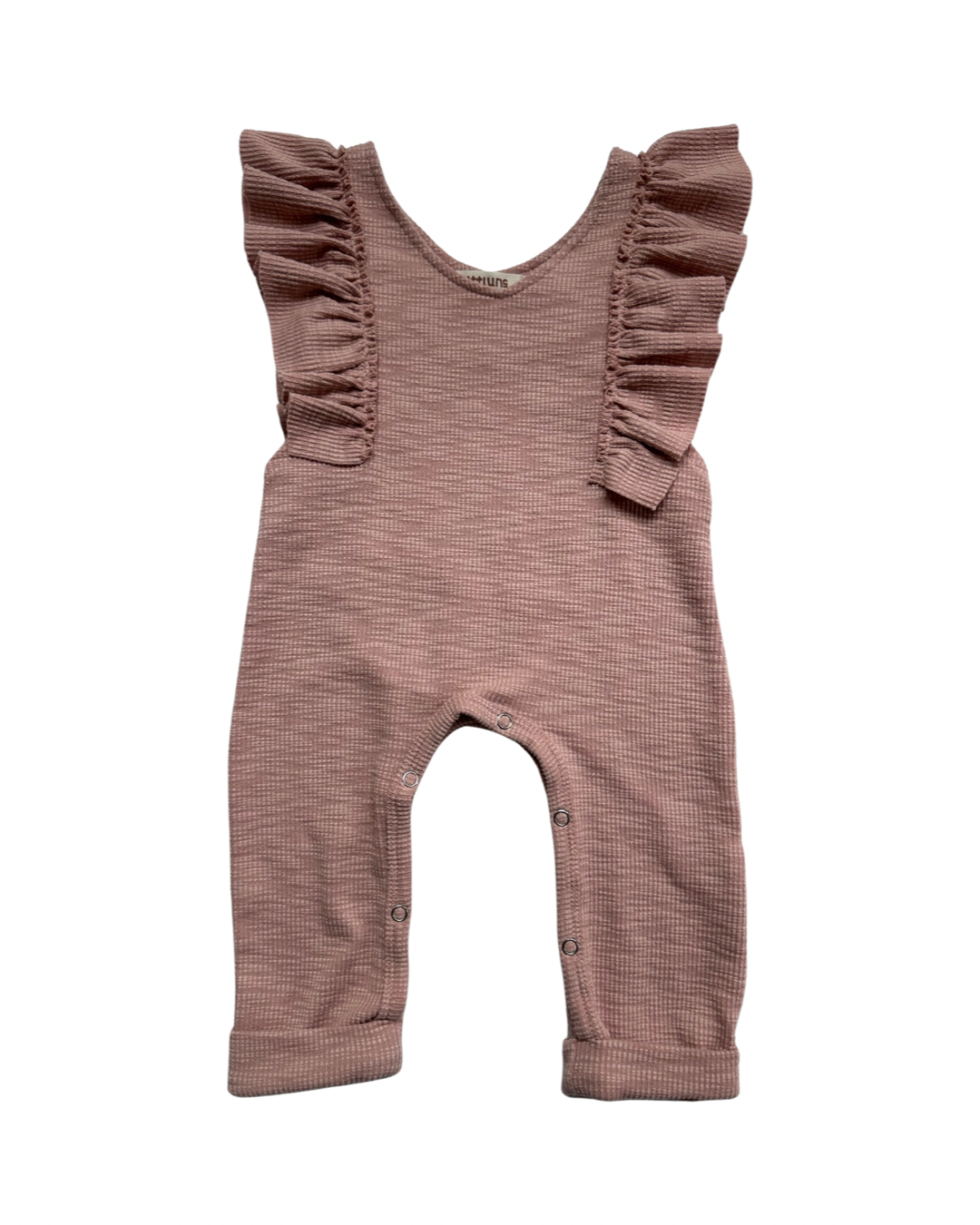 3-6M Baby Girl Dusty Rose Flutter Sleeve Romper