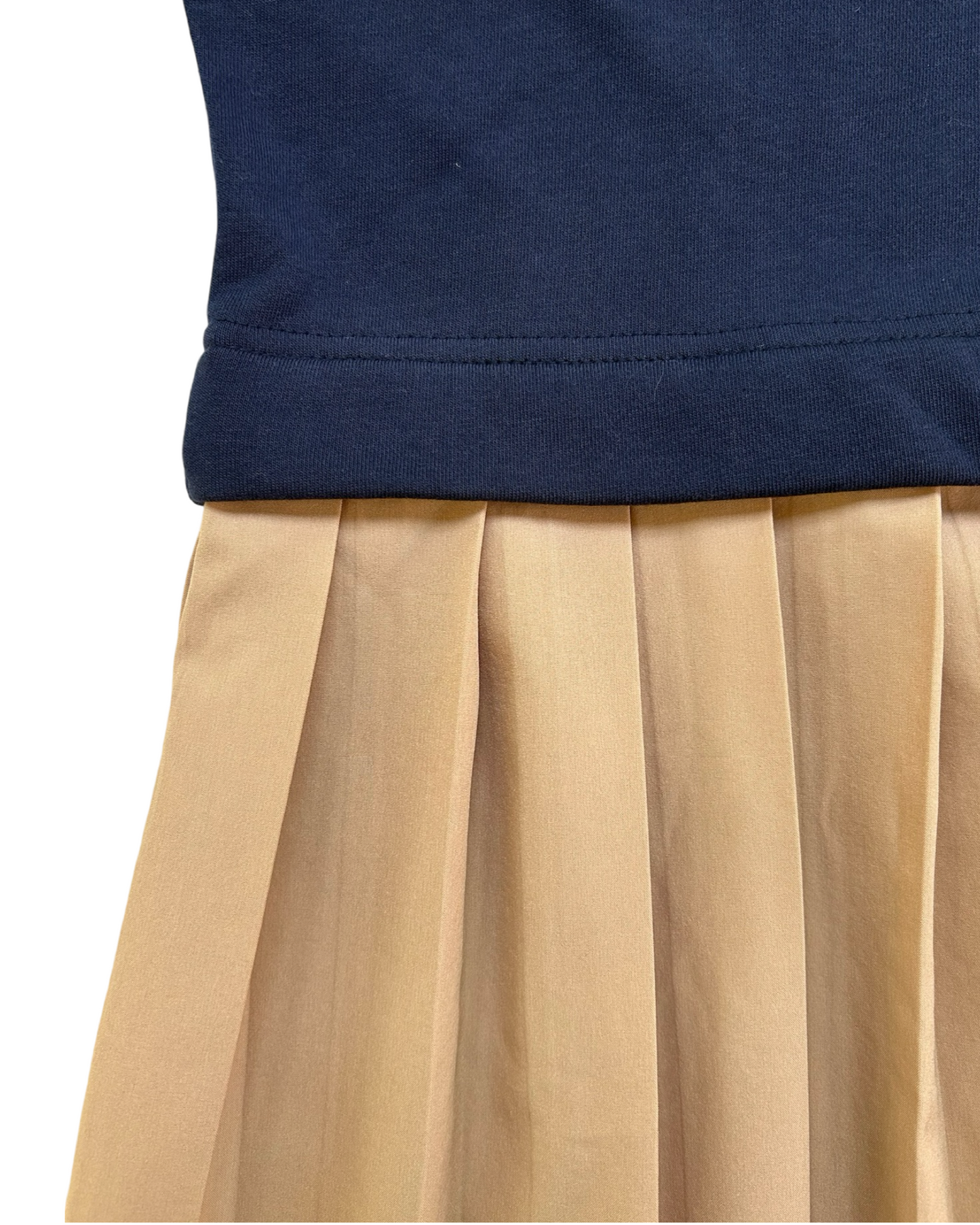 Women's Oversized Navy and Khaki Pleated Bottom Sweatshirt Dress Size Small
