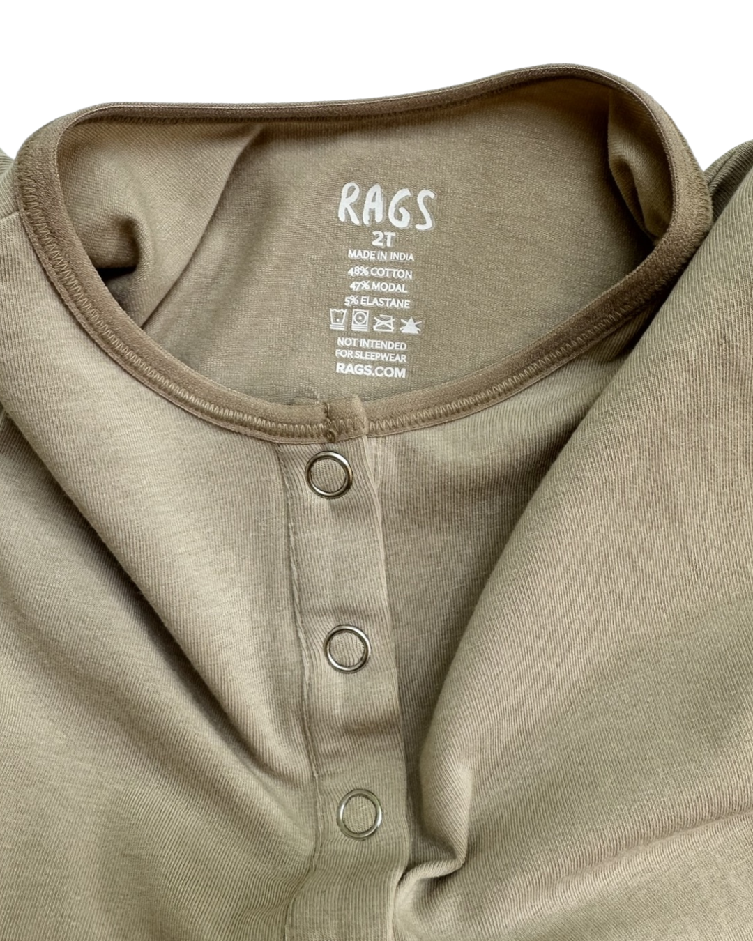 2T Toddler Boy / Girl Tan Sand RAGS to Raches Essentials Shortie Romper